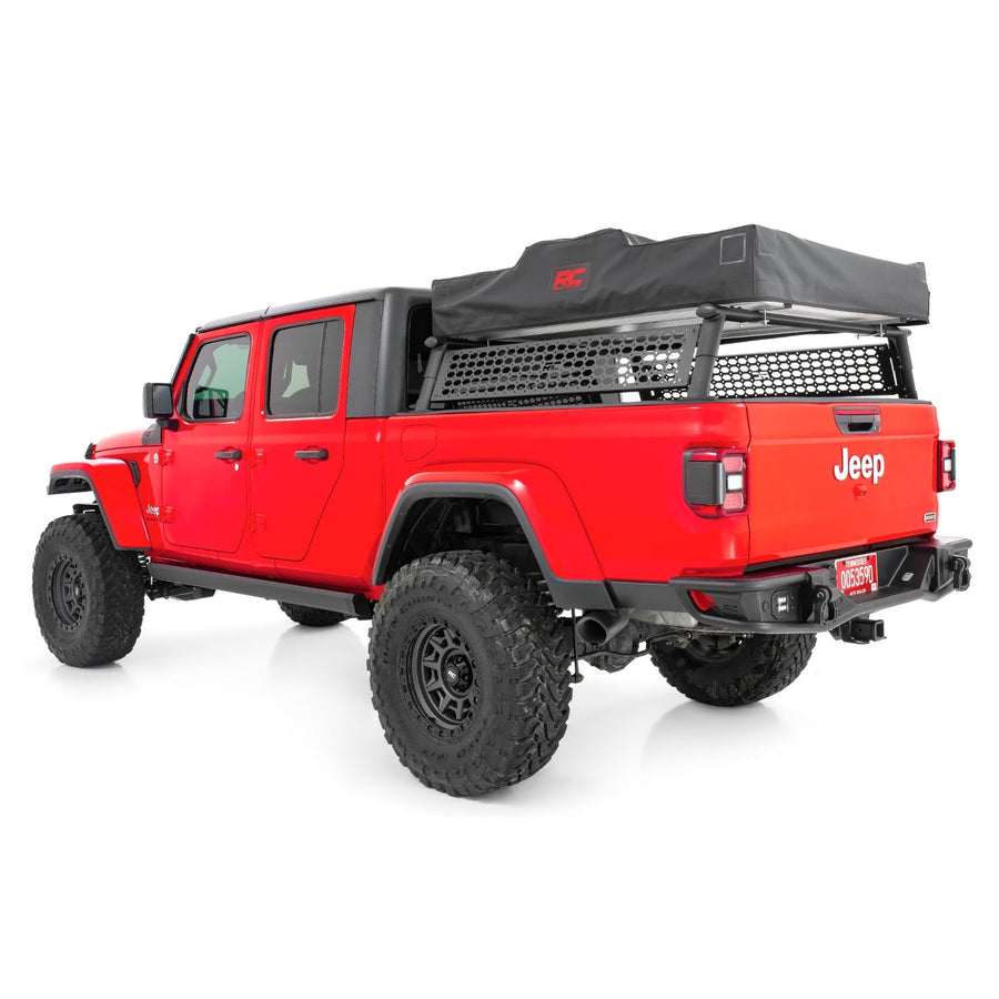 Rough Country Molle Panel Bed Rack for Jeep Gladiator JT (2020-2025) - Accessory Mounting Panel for Recovery Gear, Tools & Hi-Jack