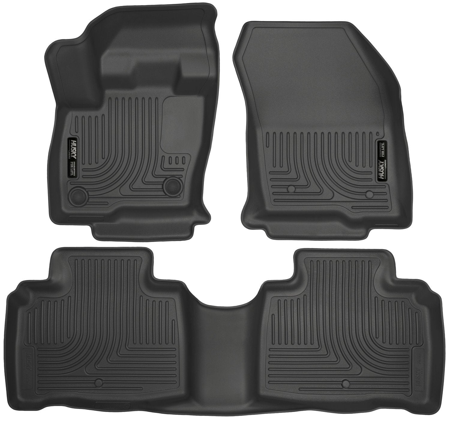 Weatherbeater Husky Liners Floor Mats | Fits 2016-2018 Lincoln MKX; 2019-2024 Lincoln Nautilus | Front & 2nd Row, 3-pc Black - 99311