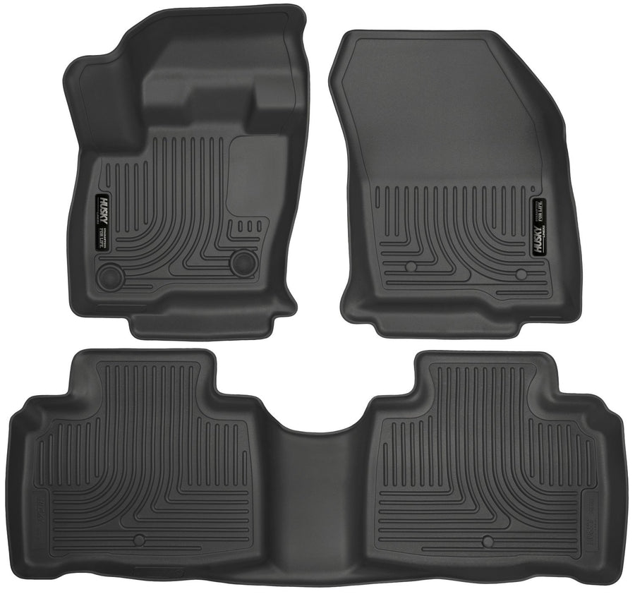 Weatherbeater Husky Liners Floor Mats | Fits 2016-2018 Lincoln MKX; 2019-2024 Lincoln Nautilus | Front & 2nd Row, 3-pc Black - 99311