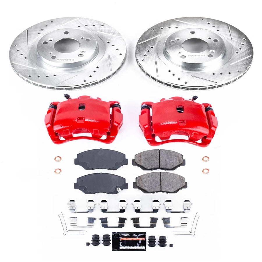 Power Stop Z23 Evolution Sport Brake Upgrade Kit with Powder Coated Calipers- Front For Honda CR-V 2005-2006, Acura ILX 2013-2015, Honda Civic 2012-2015 [Model Specific]