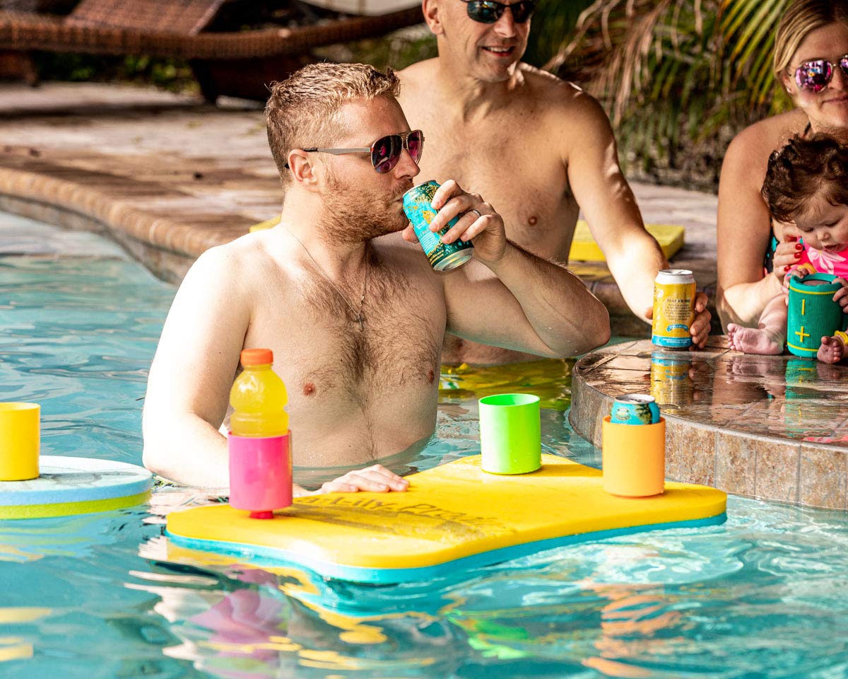 Aqua Lily Floating Table Cooler with 4 Cup Holders (24" x 20" Foam Pad) Made in USA