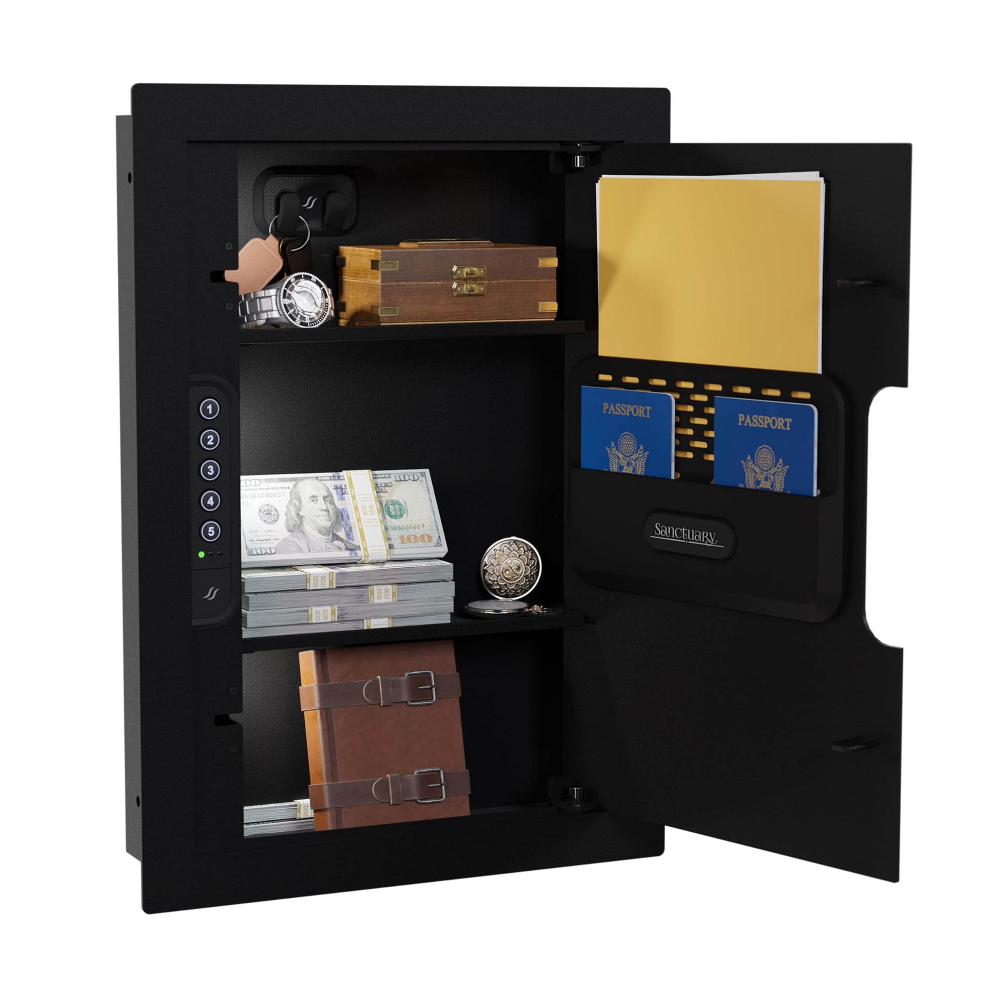 In-Wall Sanctuary Vault with Electronic Lock, Matte Black