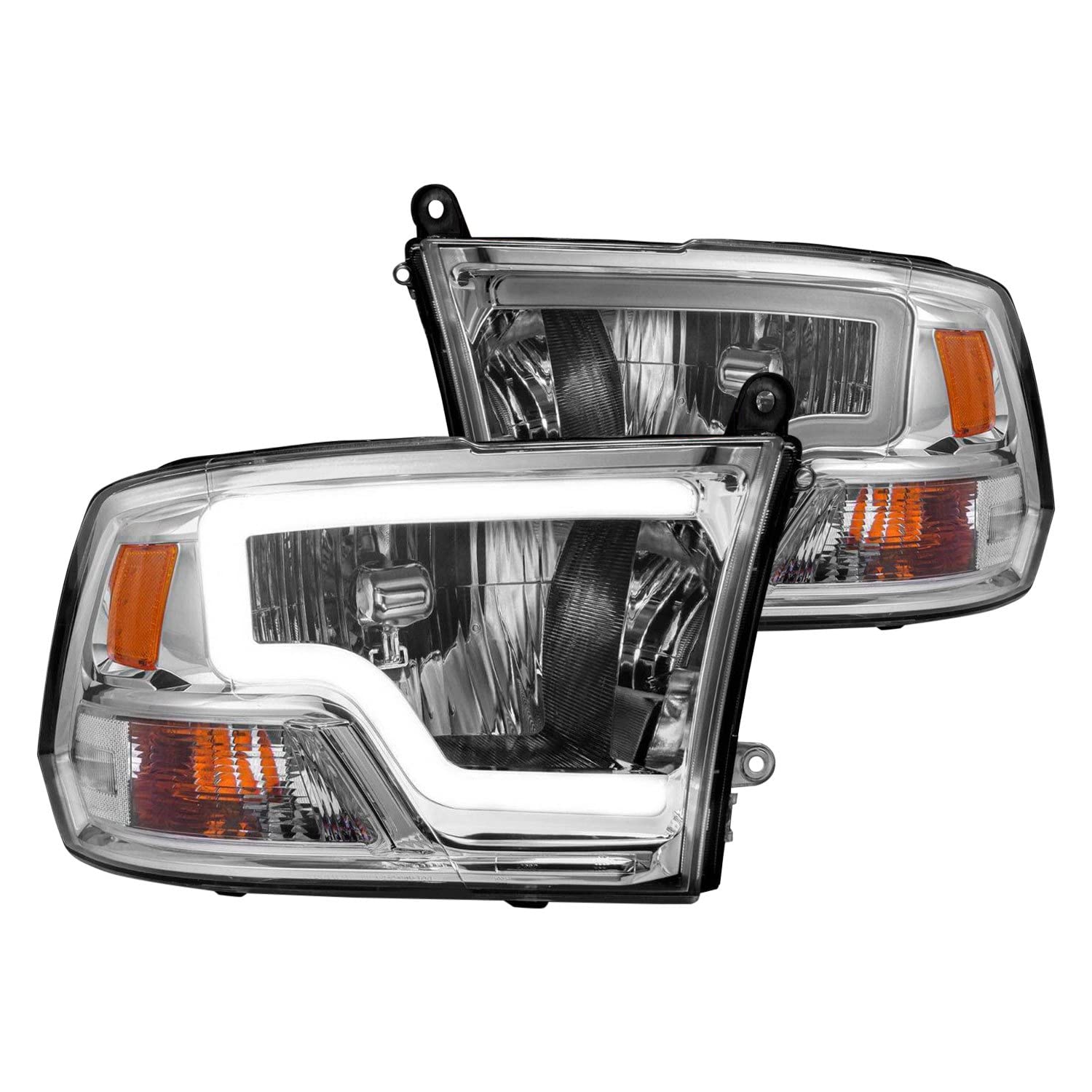 2009-2018 Ram ANZO 1500/2500/ 3500 Crystal Headlights w/Light Bar Chrome Housing