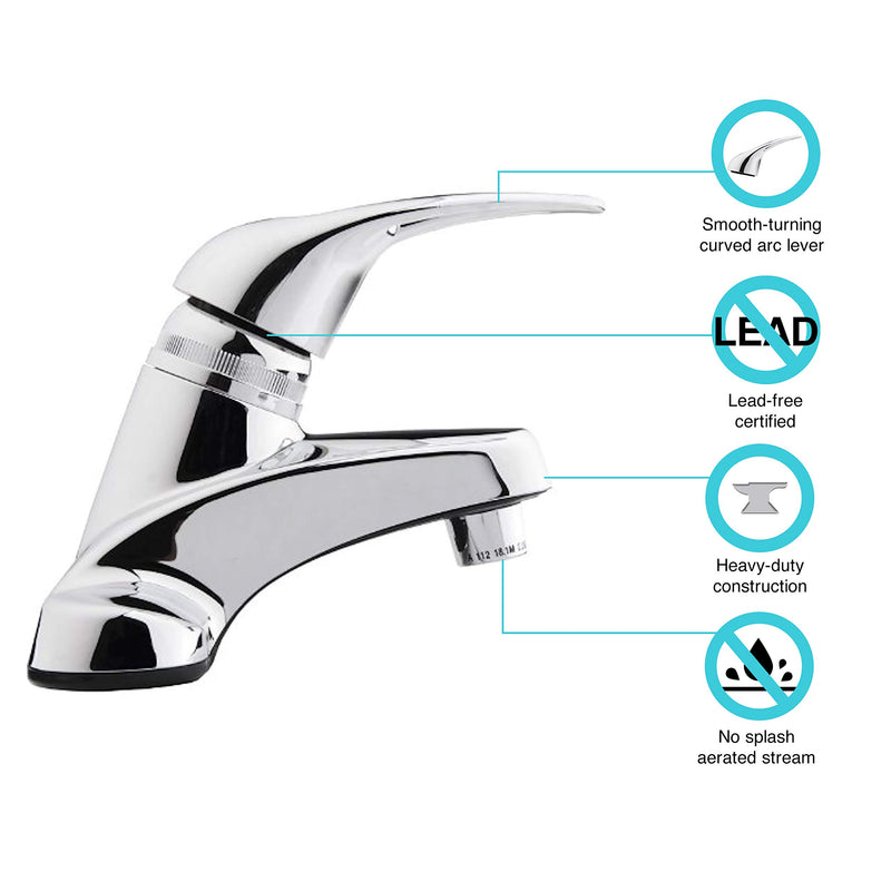 Dura Faucet RV DF-PL100-CP Single Lever Bathroom Faucet (Chrome Plating Over ABS Plastic)