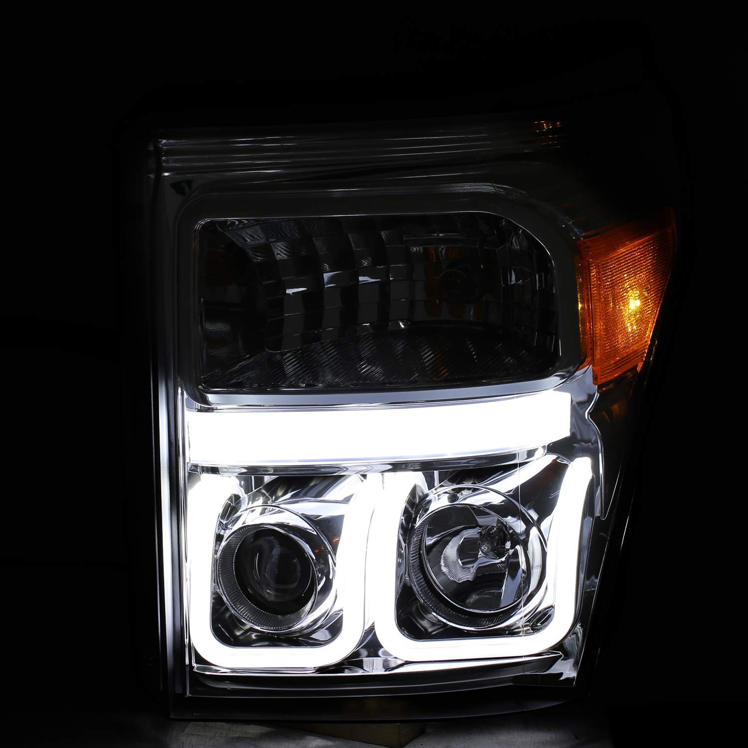 F-250/350/450/550 SUPERDUTY AnzoUSA 111291FORD PROJECTOR HEADLIGHTS U-BAR CHROME CLEAR