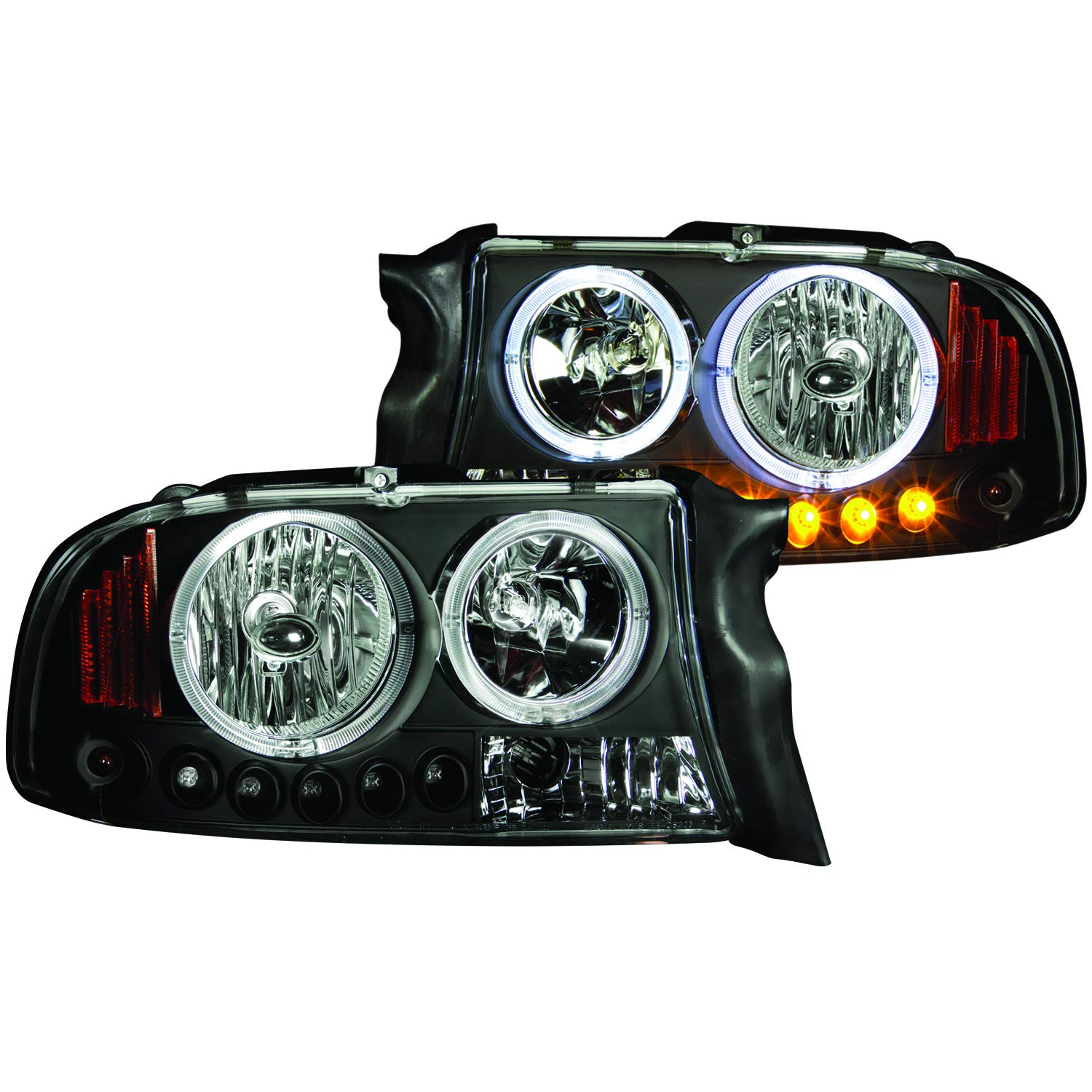Anzo 111194 USA Black Halo Projector Headlight with Amber Reflector for Dodge Dakota/Duranngo