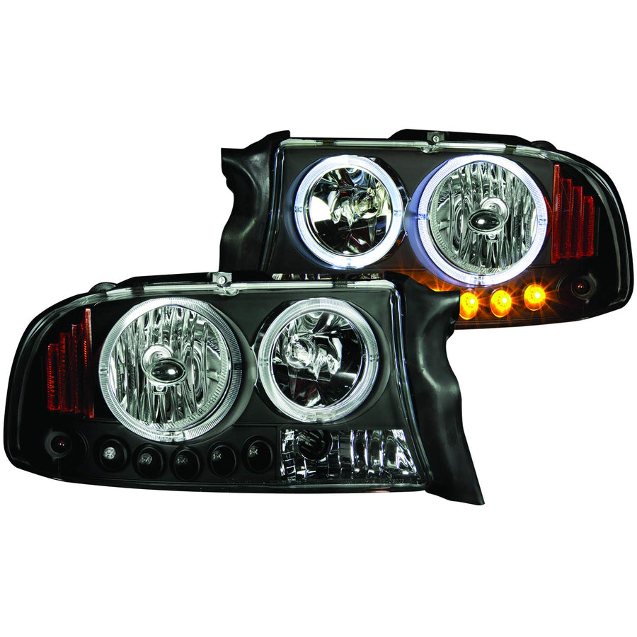 Anzo 111194 USA Black Halo Projector Headlight with Amber Reflector for Dodge Dakota/Duranngo
