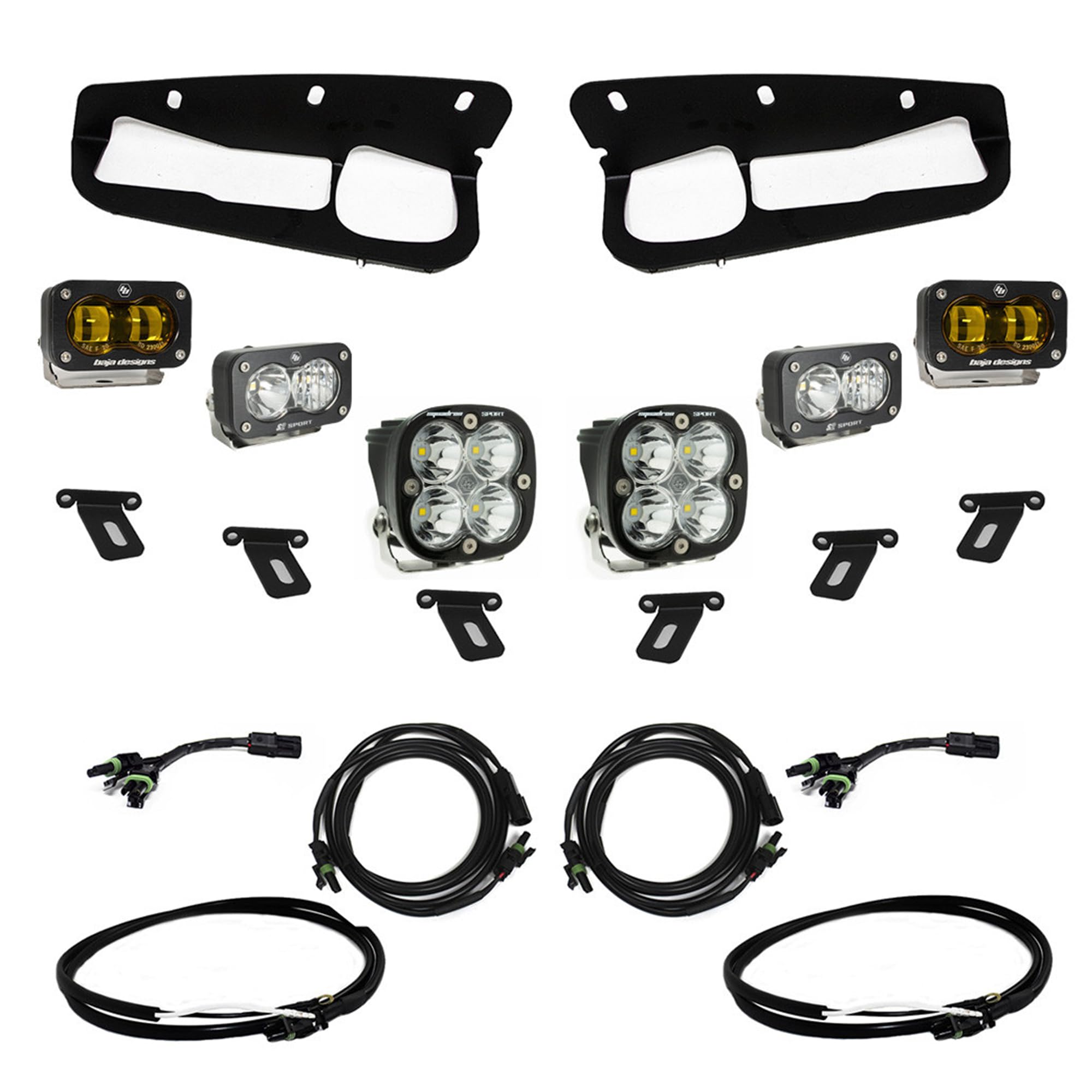 Baja Designs S2 Fog Pocket Light Kit SAE for Ford Bronco 2021+ Steel Bumper, 6 PCS LED (Amber)