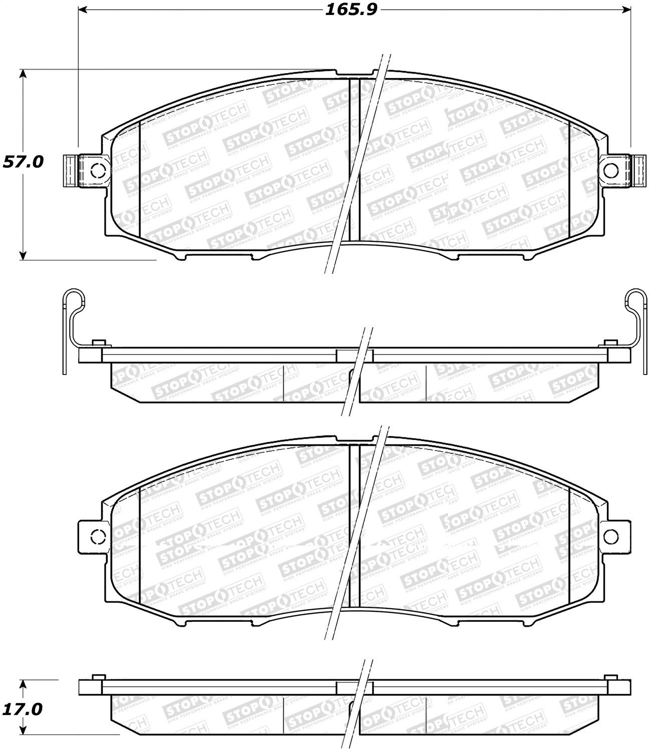 Brake Pads StopTech 305.08300 Street Select with Hardware