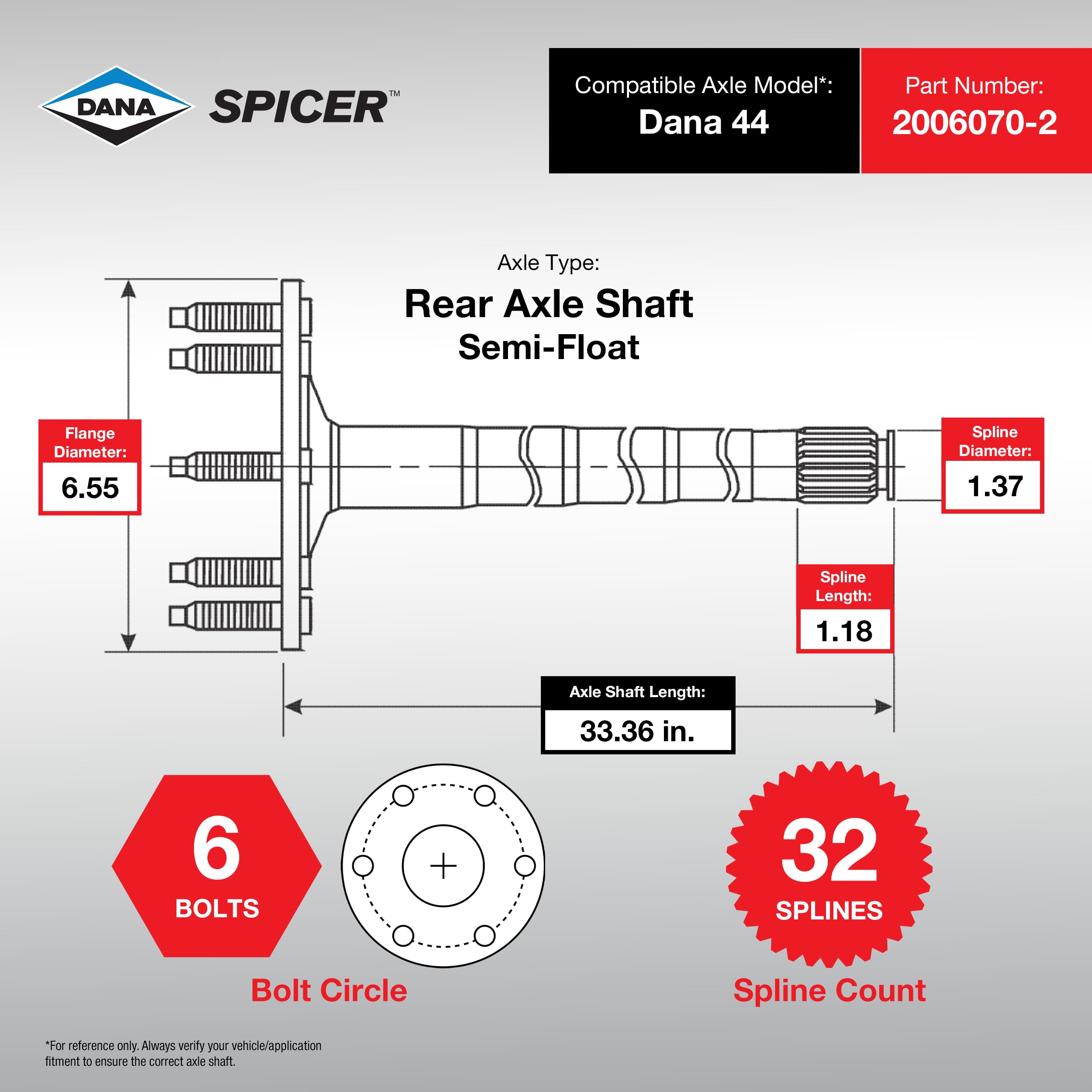 Rear Axle Shaft Spicer 2006070-2