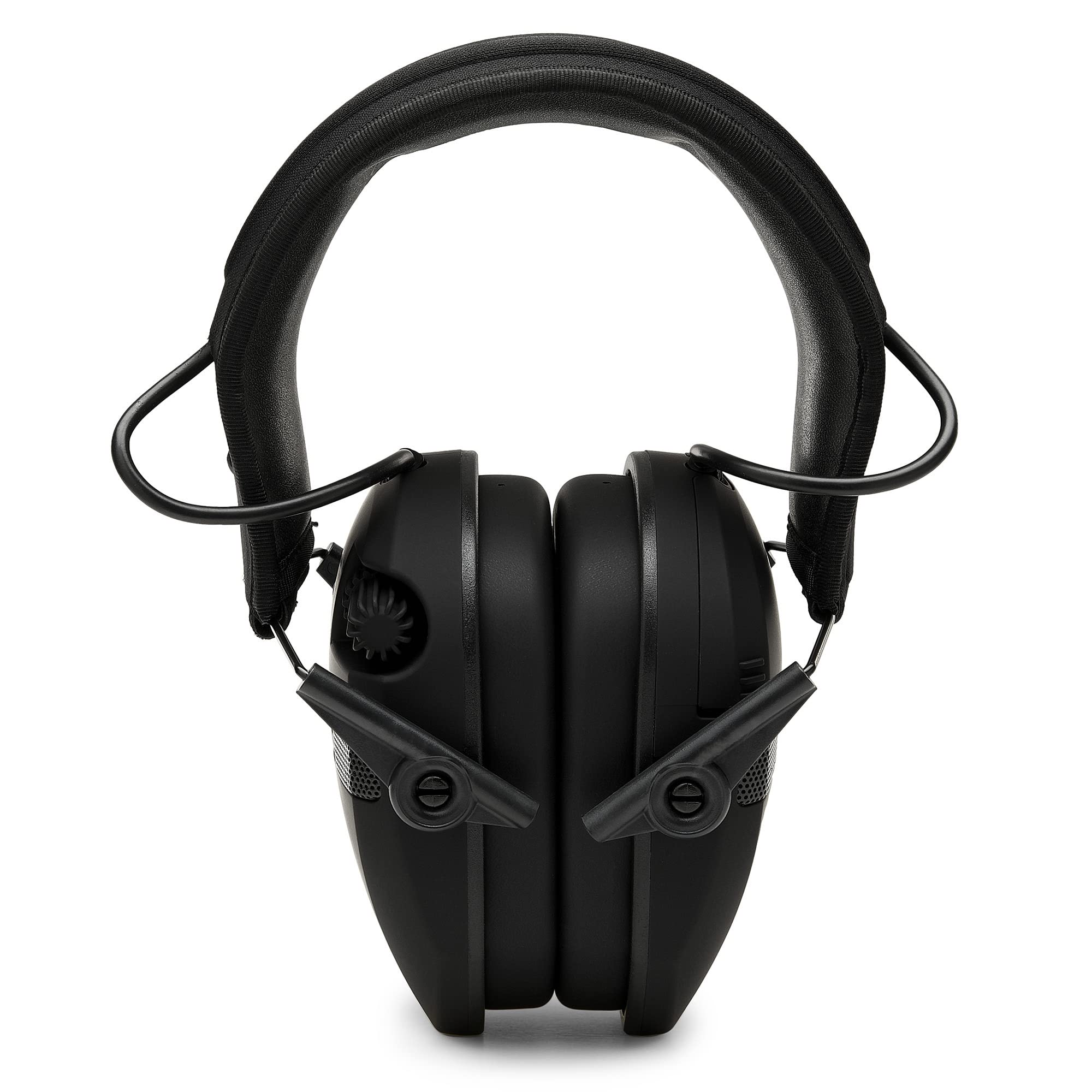 WALKER'S Quad Electronic Razor Muff w/ Bluetooth | 4 Mics 360-Degree Sound Capture 23dB NRR Hearing Protection Range Shooting Earmuffs w/ 2 AAA Batteries, Black