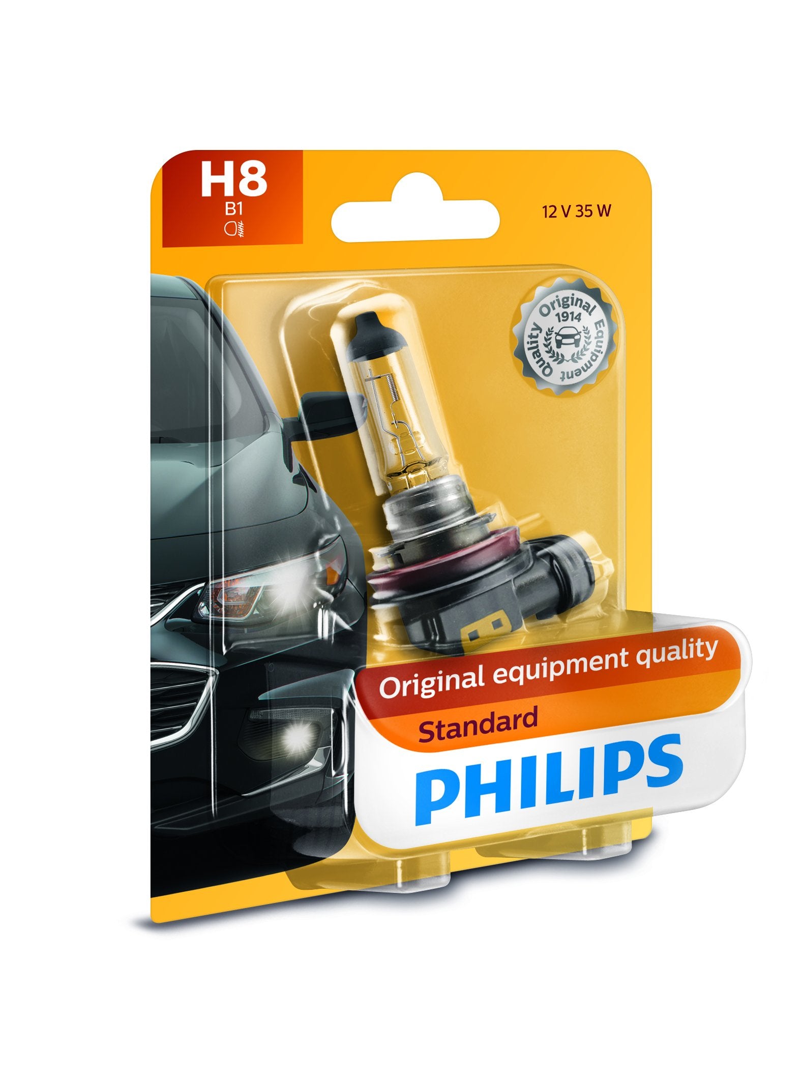 12360B1 Philips H8 Standard Halogen Replacement Headlight Bulb, 1 Pack