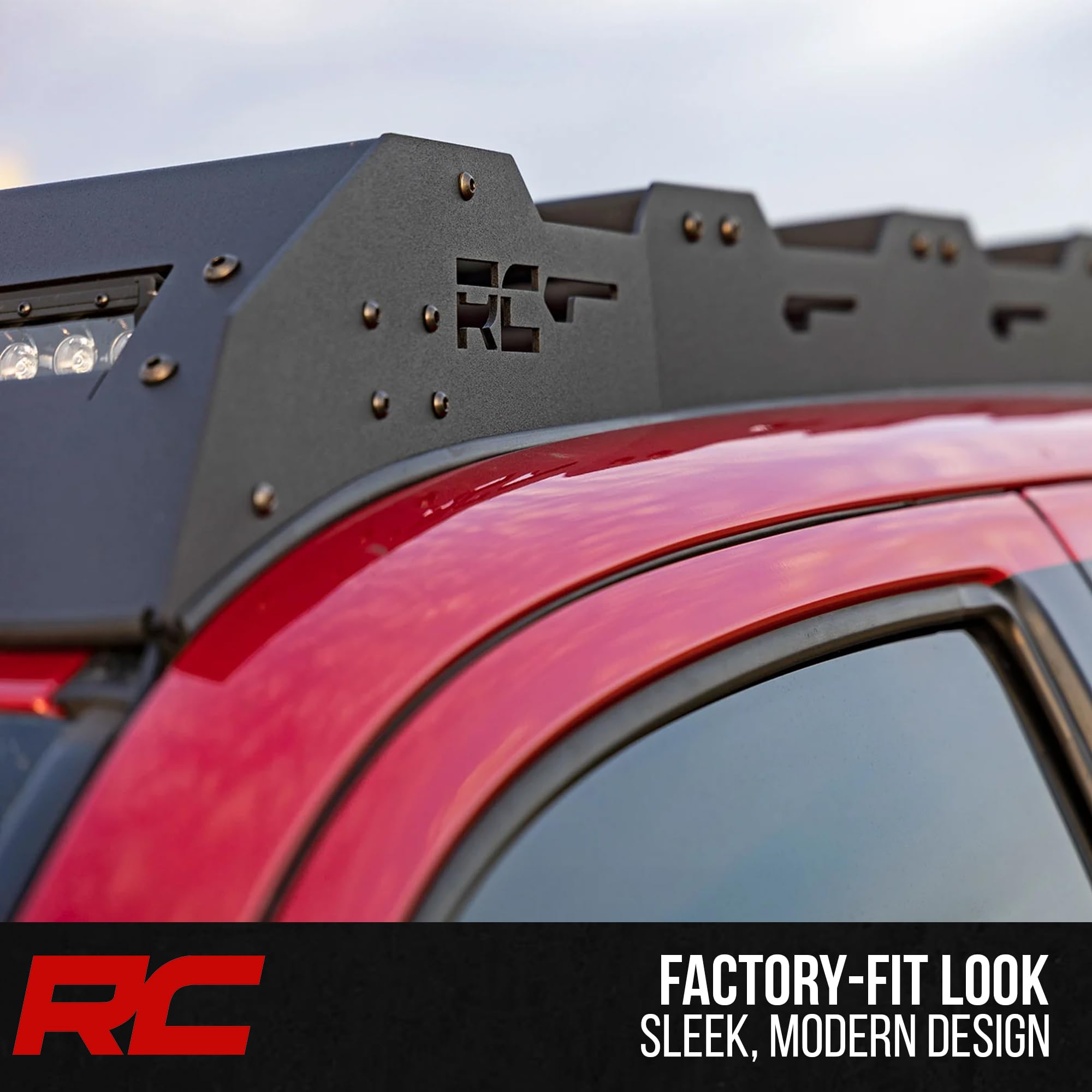 Rough Country Roof Rack System for Toyota Tacoma (2005-2023) CrewCab with 40" LED Light Bar - Easy Bolt-on Install, Includes 40" LED Light Bar
