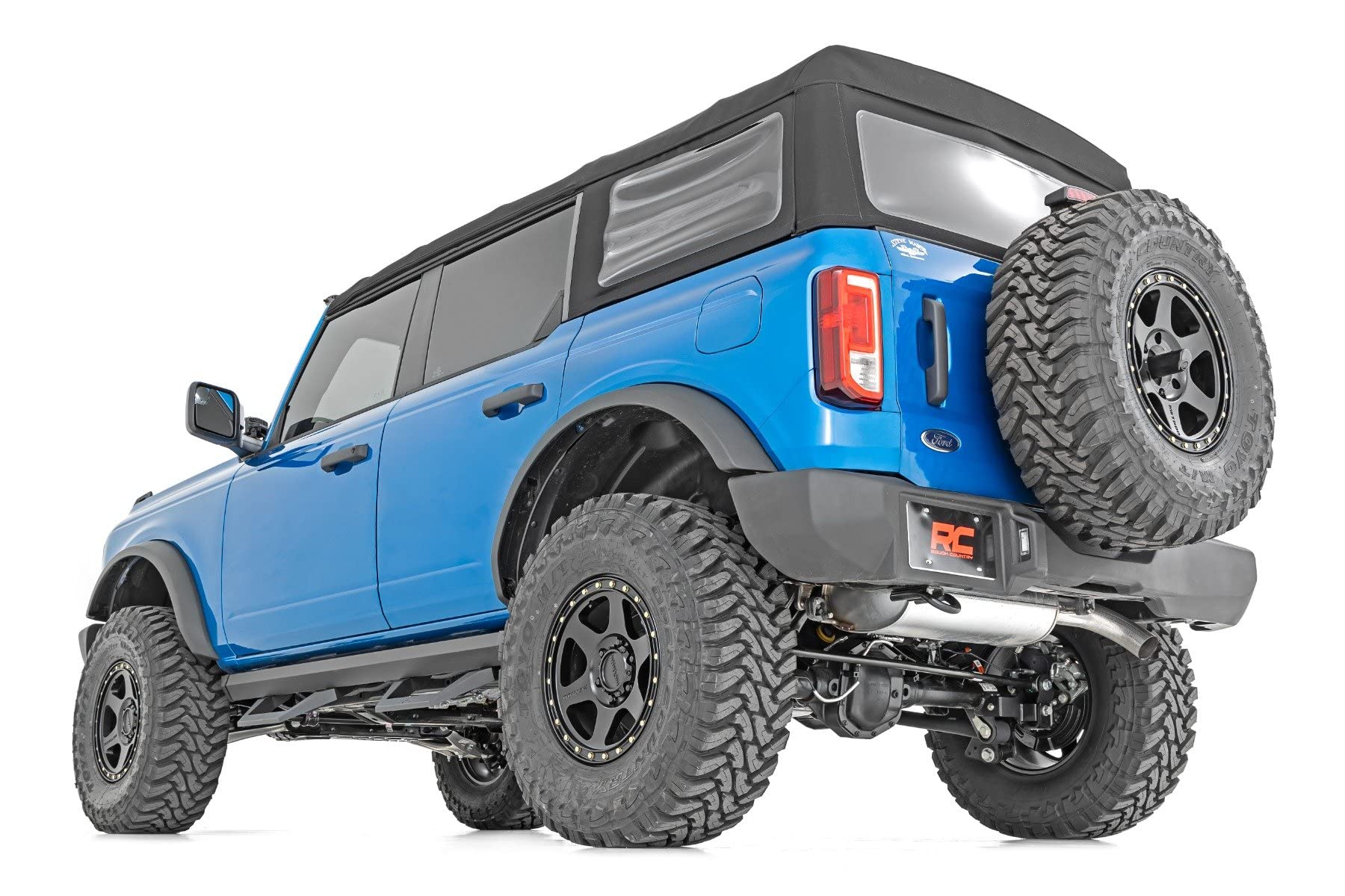 Rough Country Adjustable SRX2 Aluminum Steps for Ford Bronco (2021-2025) 4-Door - Modular Running Boards with Slide-Adjust Steps