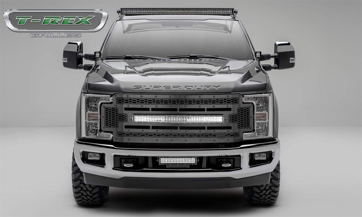 Stealth Laser Torch Grille 2017-2019 Super Duty, Black, 1 Pc, Replacement, Black Studs with (1) 30" LED, Does Not Fit Vehicles with Camera - PN #7315471-BR
