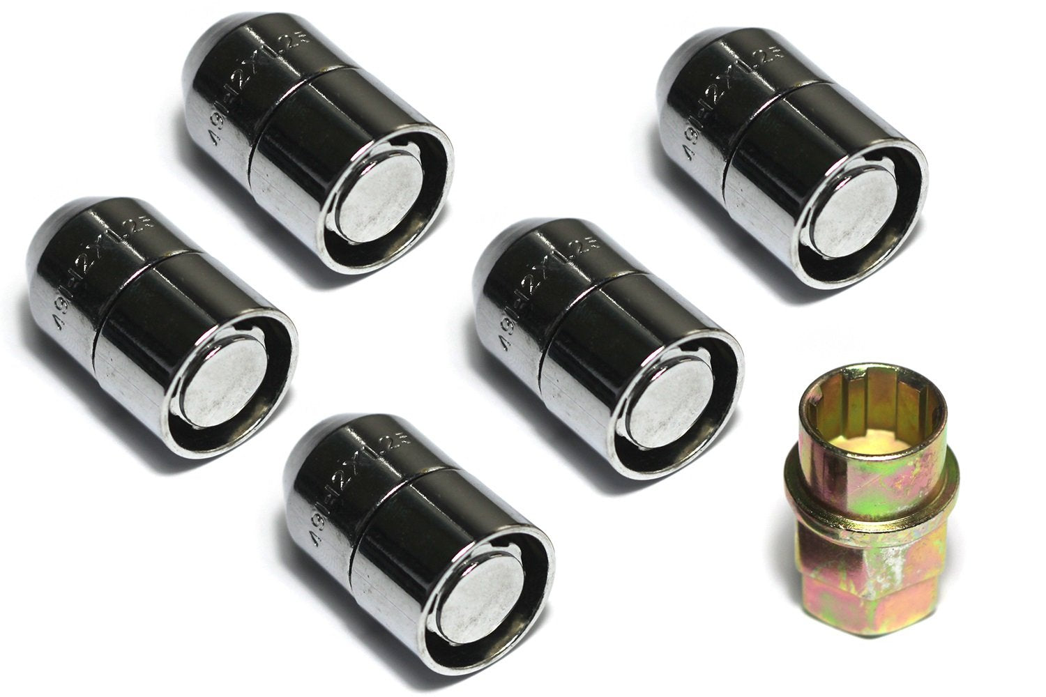 Rugged Ridge | 5 Piece Wheel Lug Nut Lock Kit, 1/2-20 Thread, Chrome | 16715.20