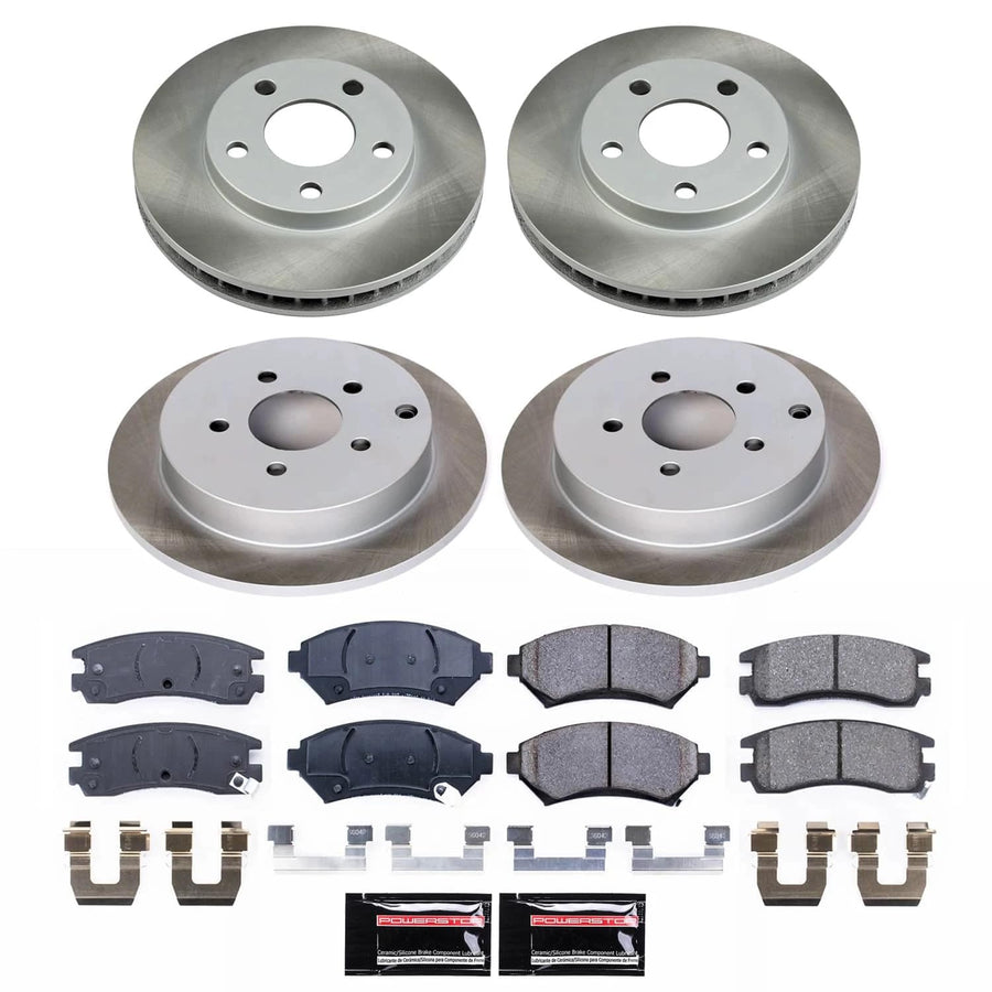 POWERSTOP Z23 Carbon-Fiber Ceramic Brake Pads and Front and Rear Drilled and Slotted Rotors Brake Kit For Kia Soul 2020-2021 [Vehicle Specific]