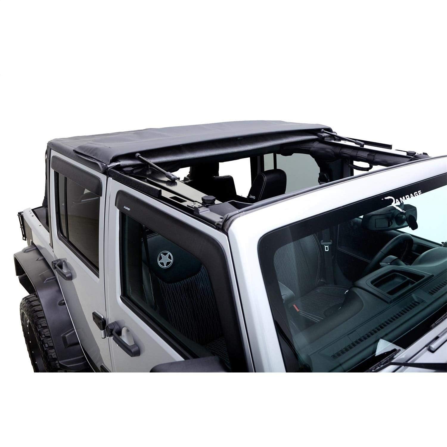 Trailview Fastback Soft Top RAMPAGE PRODUCTS for Jeep Wrangler JK | Tinted Windows, Sail Cloth, Black Diamond | 139935 | Fits 2007-2018 Jeep Wrangler JK 2-Door