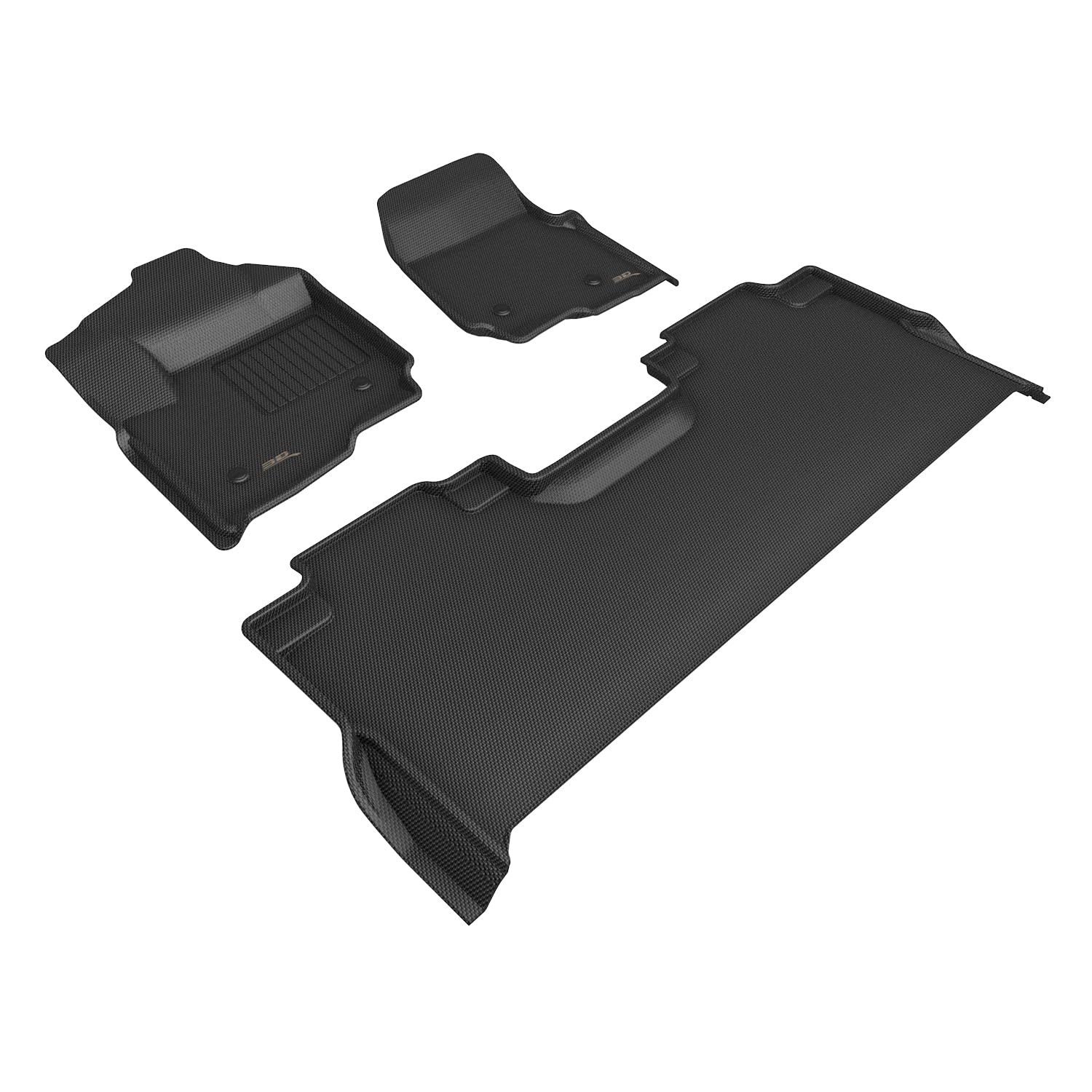 3D MAXpider Kagu Custom Fit Floor Mat (Black) Compatible with Ford F-250/350/450 Crew Cab 2017-2026 (w/Bench Seat, Vinyl Floor, Underseat Storage) - Full Set