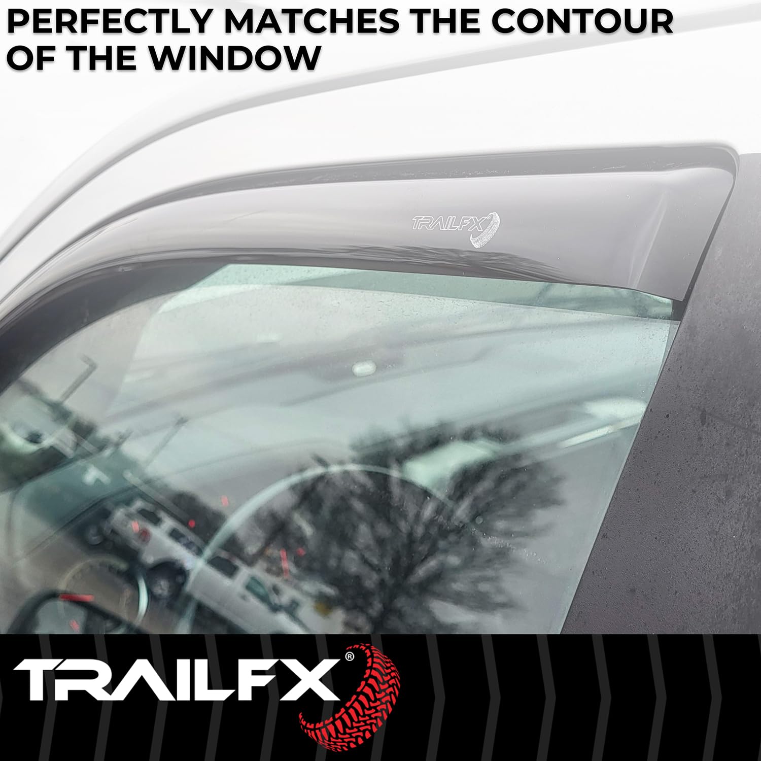 TrailFX Window Rainguards 2009-2018 Dodge Ram 1500 Fits Low Profile in-Channel Smoke Window Vents Acrylic Rainguards Snap-in Installation Set of 4 Covers TrailFX 4101IC