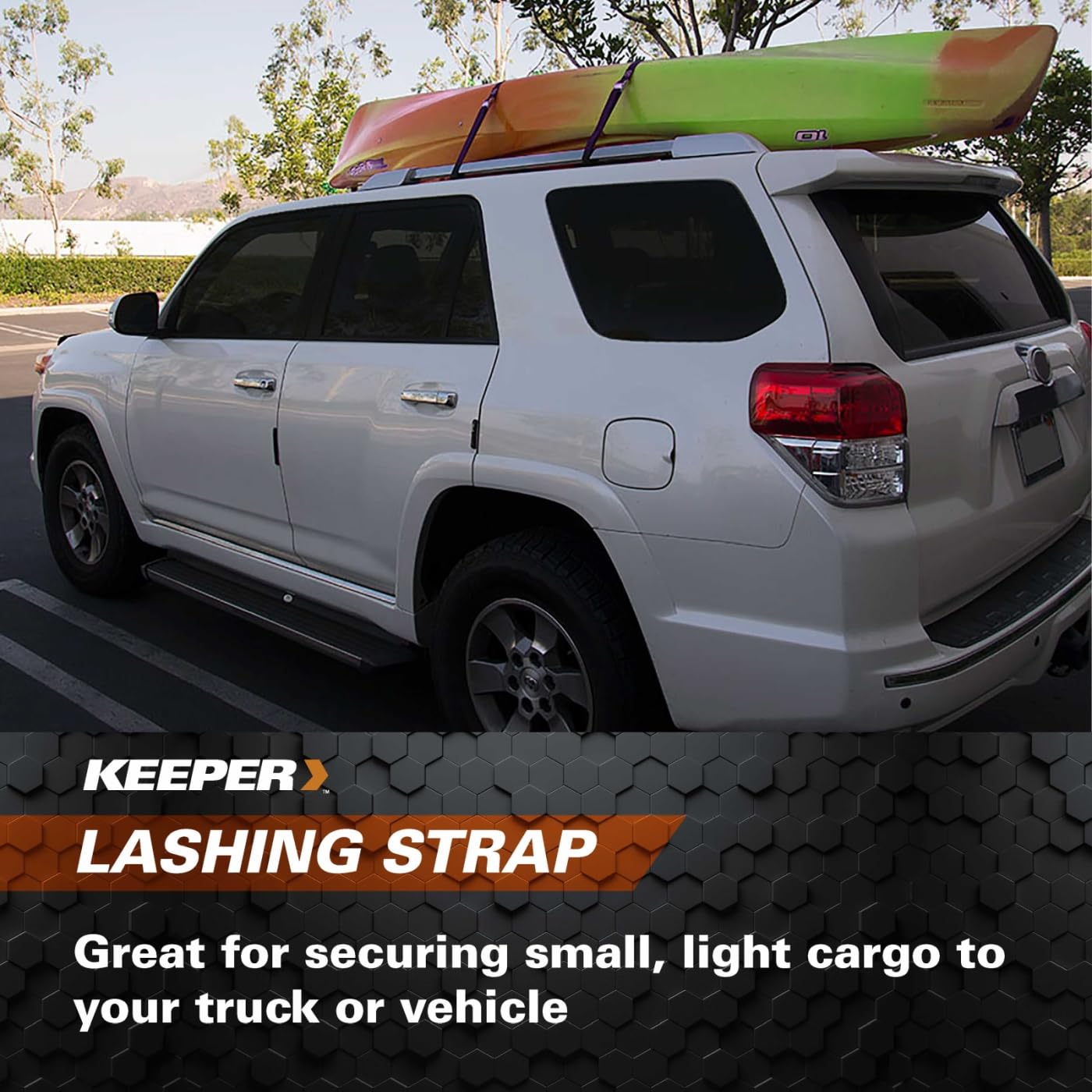Keeper - 8' Cargo Lashing Strap 1" x 2 Pack - 200 lbs. Working Load Limit And 600 lbs. Break Strength, Pack of 2