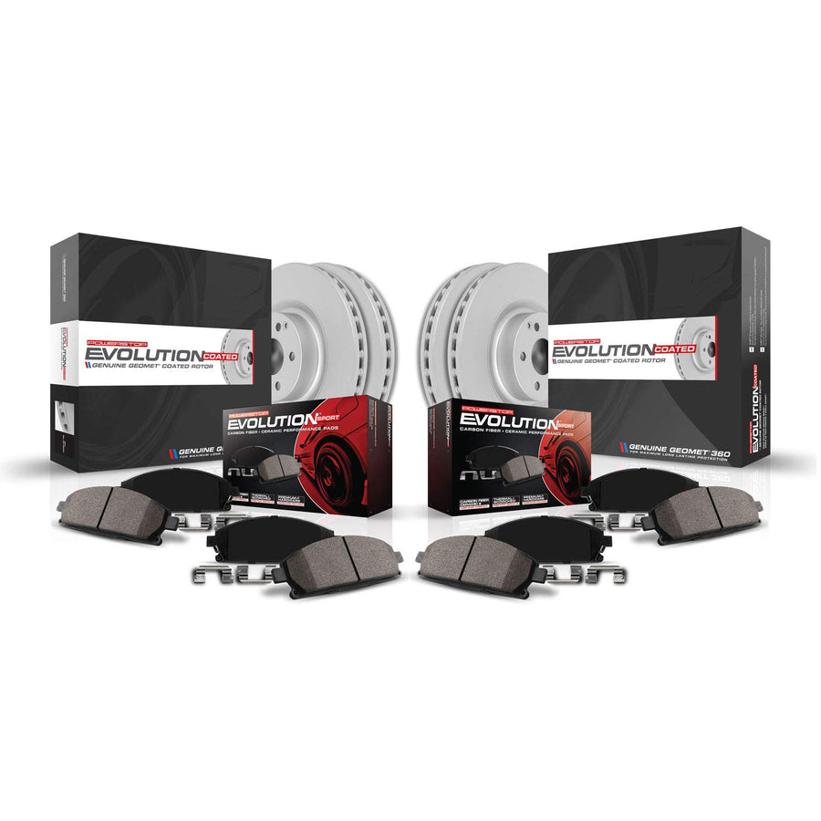 Power Stop Coated Rotor CRK7547 Front and Rear Brake Kit- Coated Brake Rotors & Z23 Carbon-Fiber Ceramic Brake Pads
