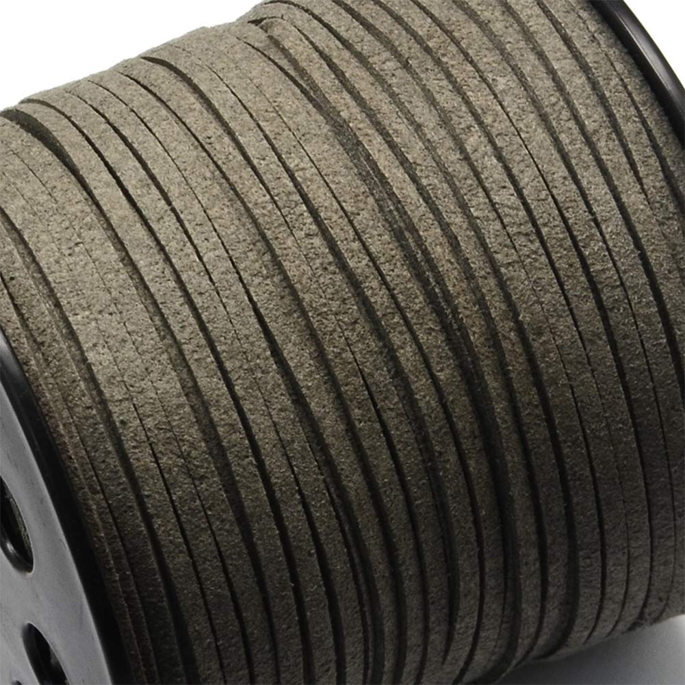 98 Yards JEWELEADER Flat Faux Suede Leather Lace 3mm Micro-Fiber Leather String Cord Beading Thread for Jewelry Making Crafting Tassels Necklaces Bracelet Bowknot 3x1.4mm - Gray