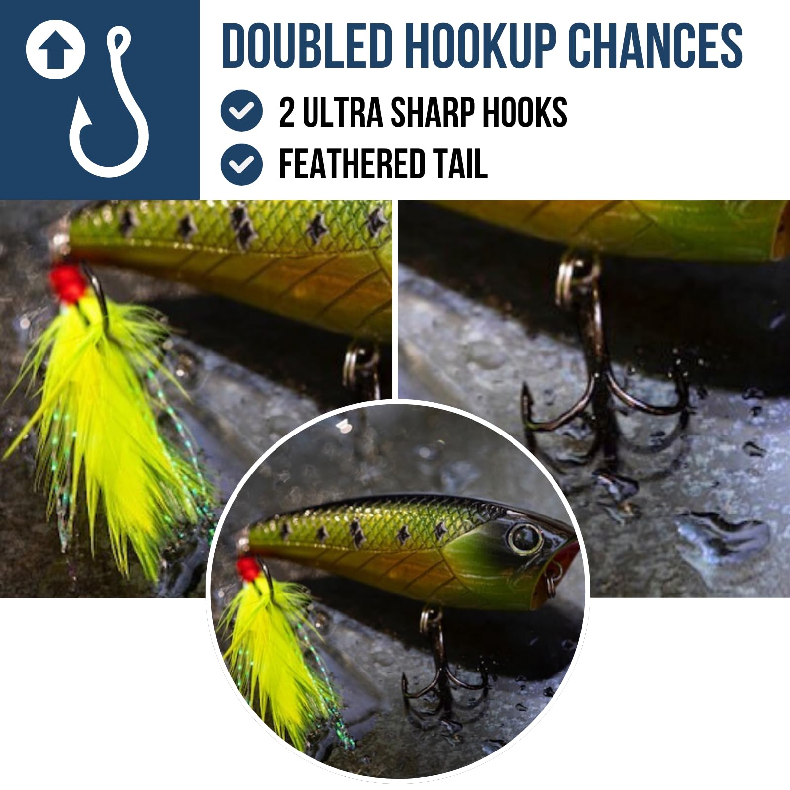 Impact Lunkerhunt Crush | Popper Fishing Lure, Hard Bait Fishing Lure for Bass Fishing | Popping Action to Attract Trout and Pike | Fresh and Saltwater Fishing Lure