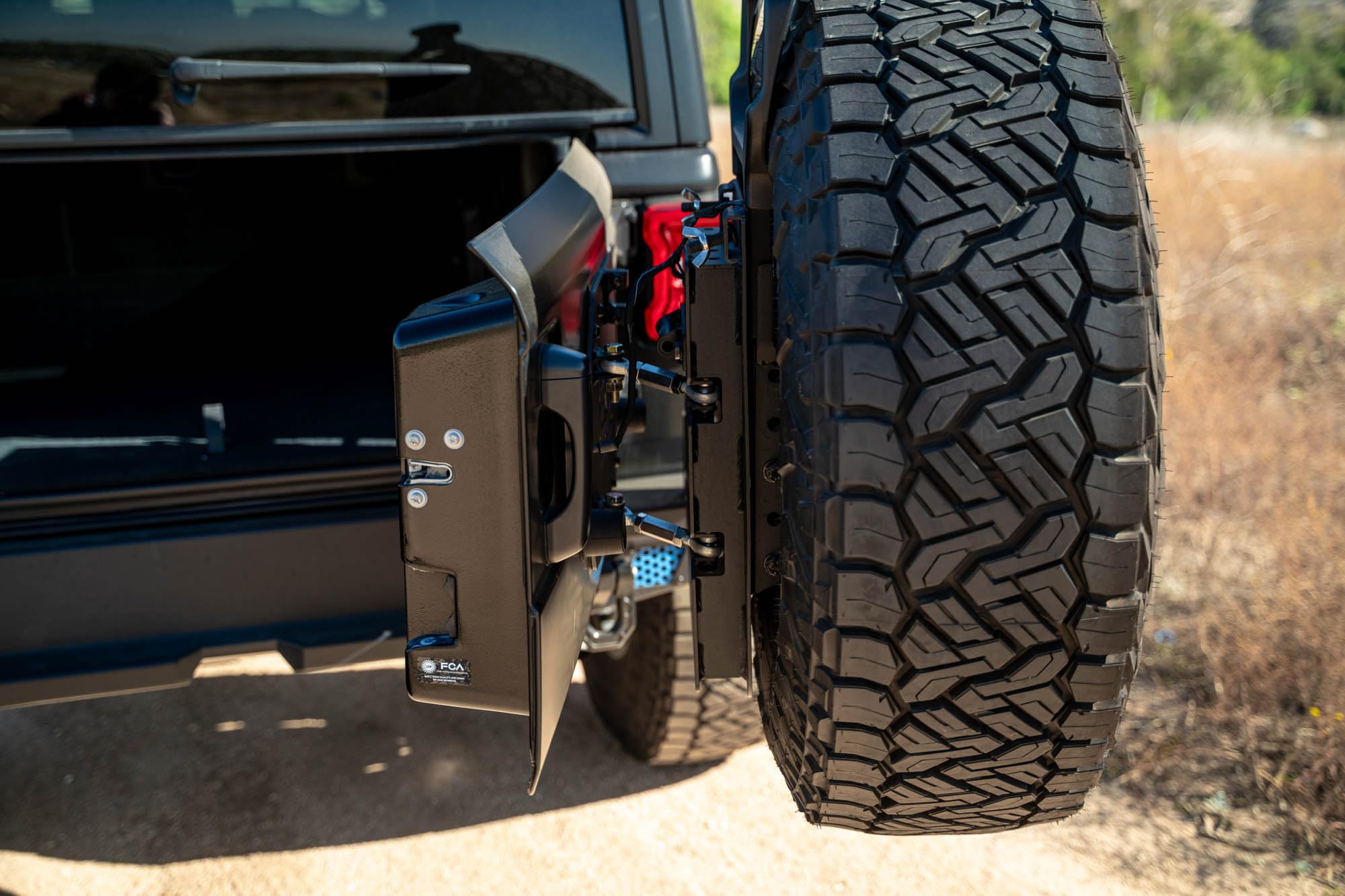 MTO Series Rear Bumper Spare Tire Swing Gate DV8 Offroad for the 2018-2025 Jeep Wrangler JL | Single Action Swing Gate | Compatible with our MTO Series Steel Wrangler Rear Bumper