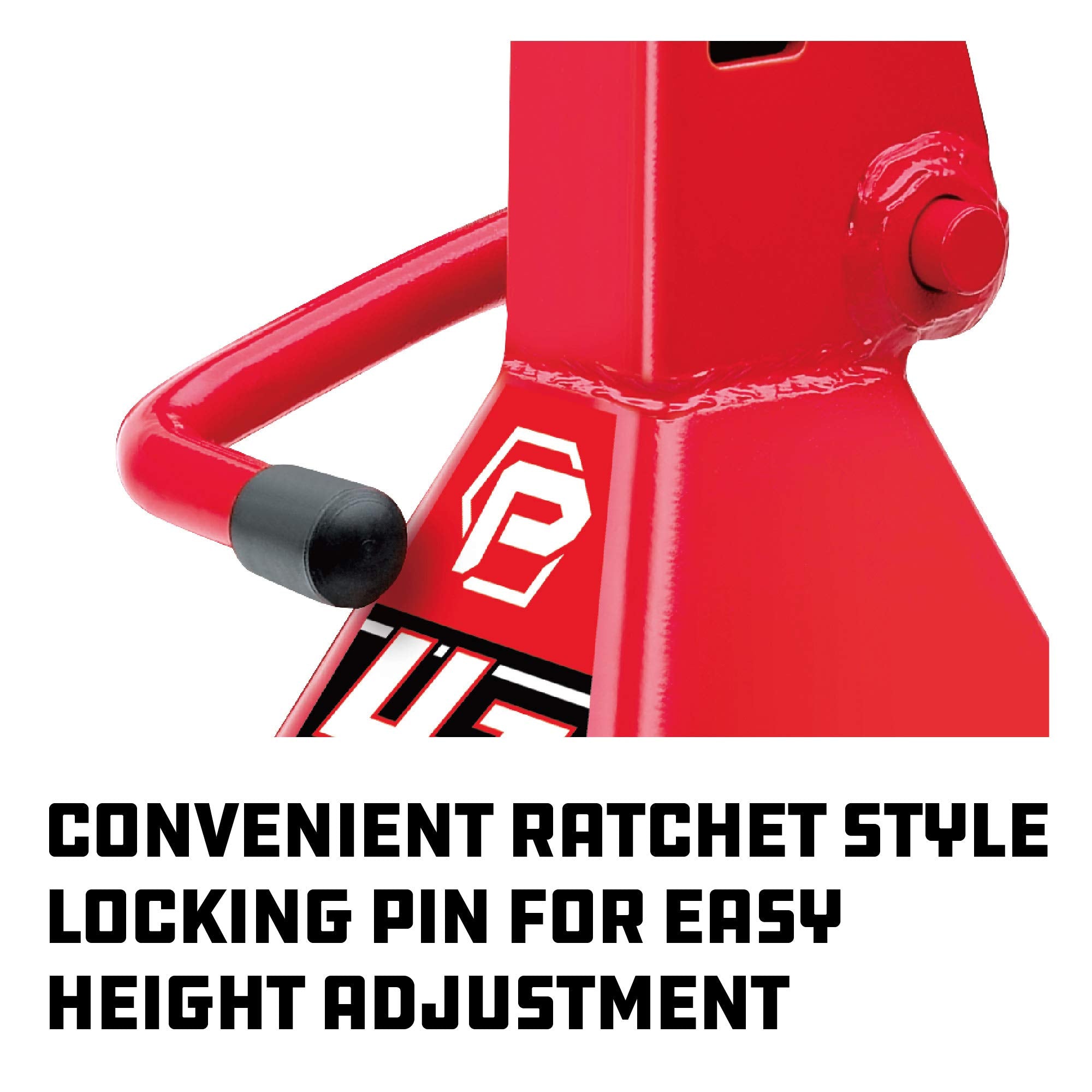 4 Ton Powerbuilt Ratchet Jack Stands, Wide Stance Stability, Vehicle Car Lifting Range 13-Inches to 20-1/4-Inches (33cm-51cm), 1 Pair (2 Pack) - 647529