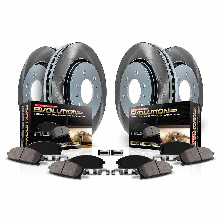Power Stop SC9065 Brake Kit Front and Rear With Semi-Coated Brake Rotors and Ceramic Brake Pads & Hardware For INFINITI EX35 2009-2008, M35 2010, M45 2010, Nissan 370Z 2009 [Application Specific]