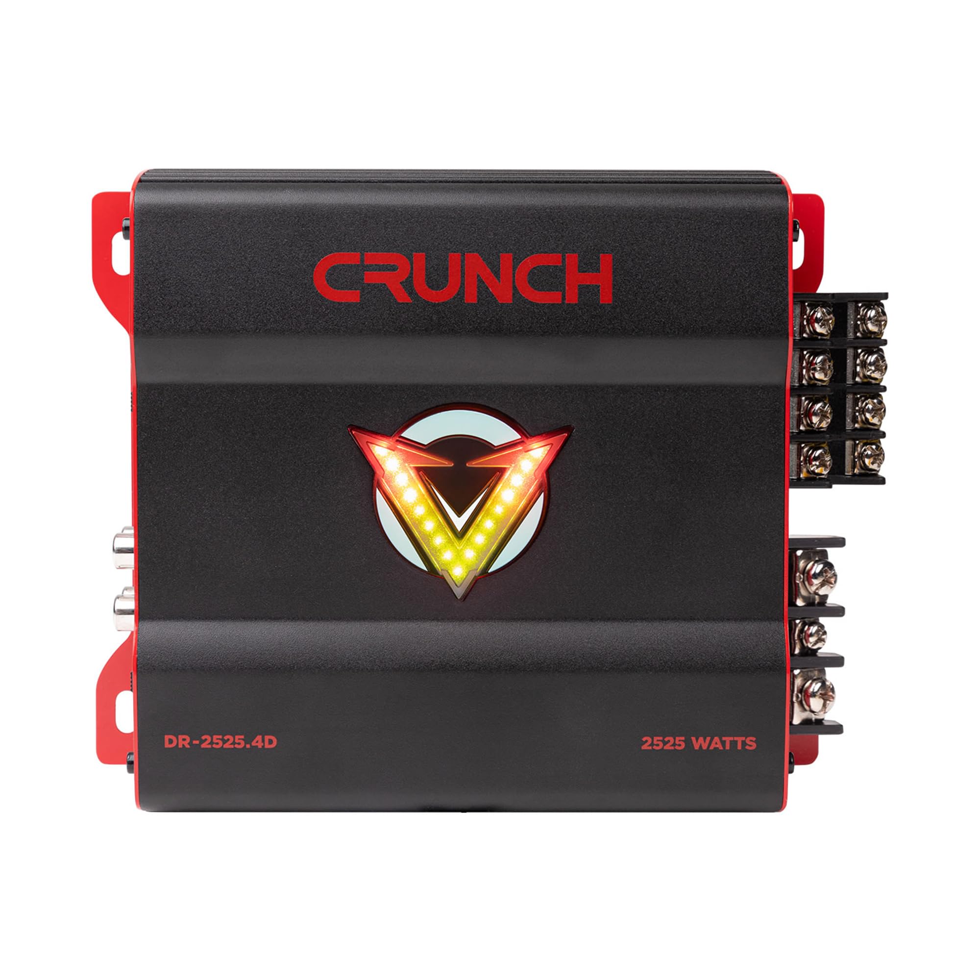 4 Channel Crunch 2525W Car Audio Subwoofer Amplifier with Adjustable Crossovers, Bass Knob & Remote, LED VU-Meter, QTD Cooling and PWM Power Supply
