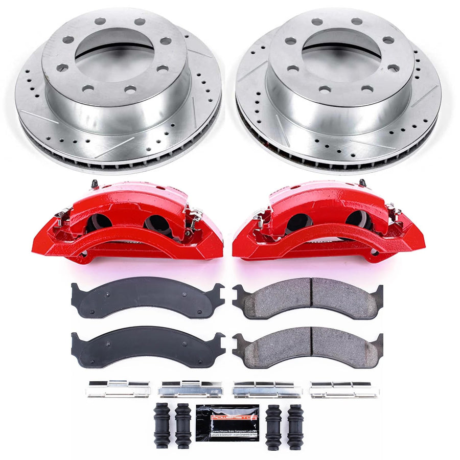 Power Stop Z23 KC2156 Evolution Sport Front Caliper Brake Kit-Drilled/Slotted Rotors, Carbon Ceramic Brake Pads, Calipers