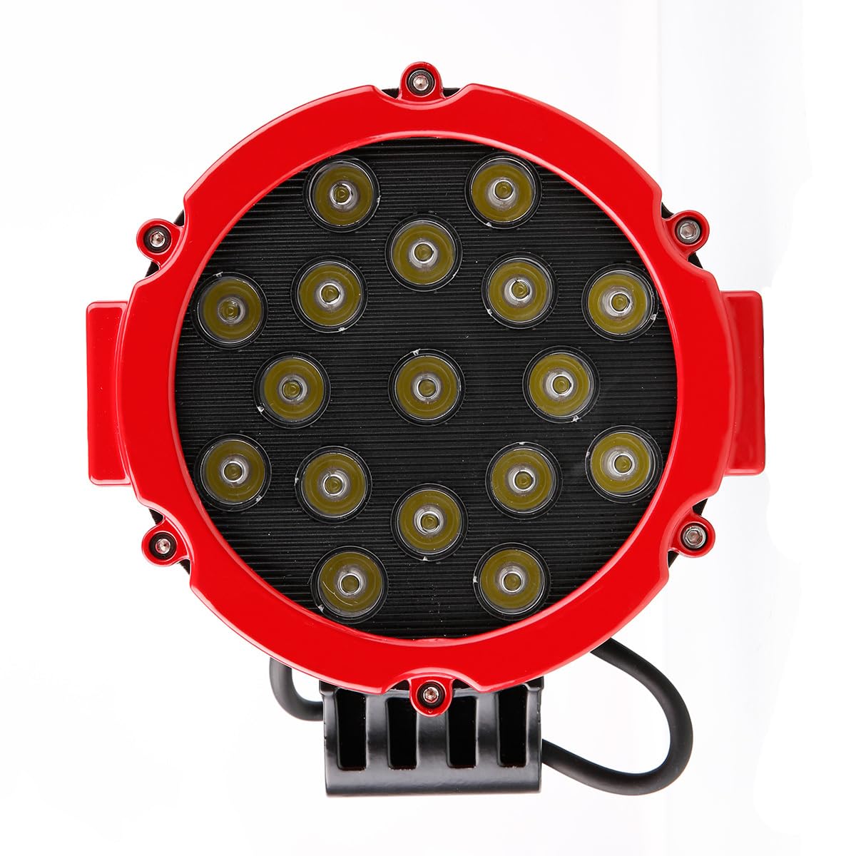 Bumper Guard Black Horse Grille brush Modular Come With pair of 7.0"LED Lights with Red Trim Rings Compatible with 99-02 Silverado 1500|00-06 Suburban 1500/Tahoe/Yukon/Yukon XL 1500-17GT23MA-PLR