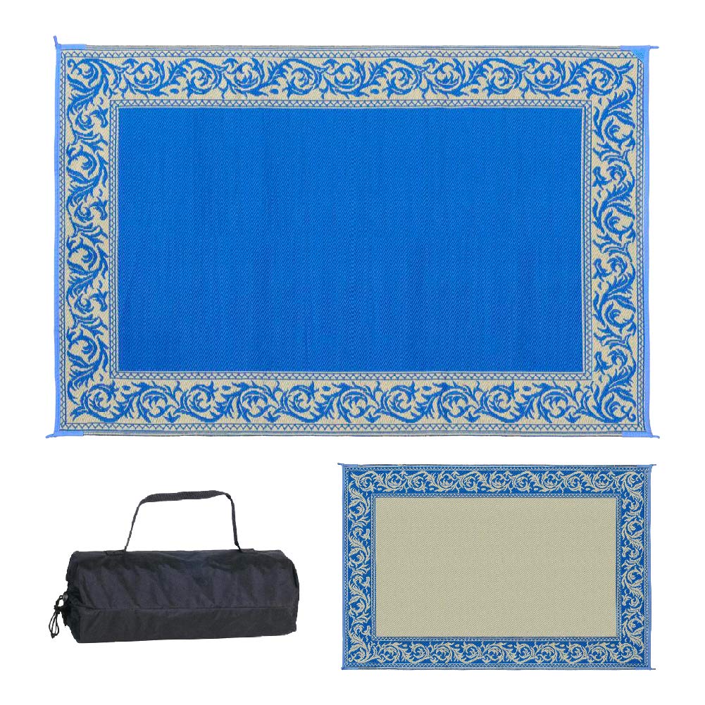 Ming's Mark Stylish RD3 Reversible Classical Patio Mat - 6' x 9', Blue/Beige