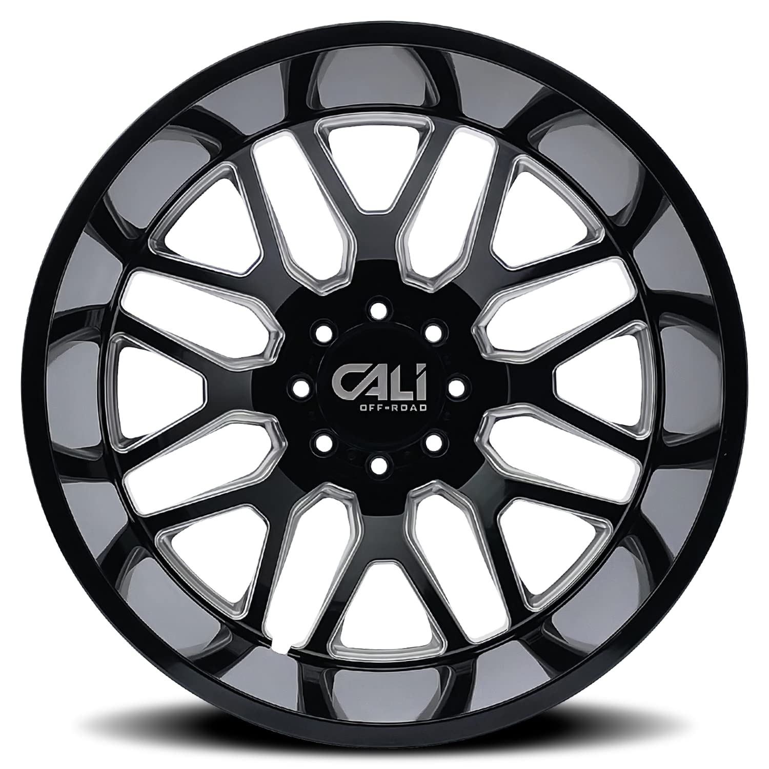 DUALLY CALI INVADER 9115D GLOSS BLACK/MILLED SPOKES 24X8.25 8-200 -232MM 142MM