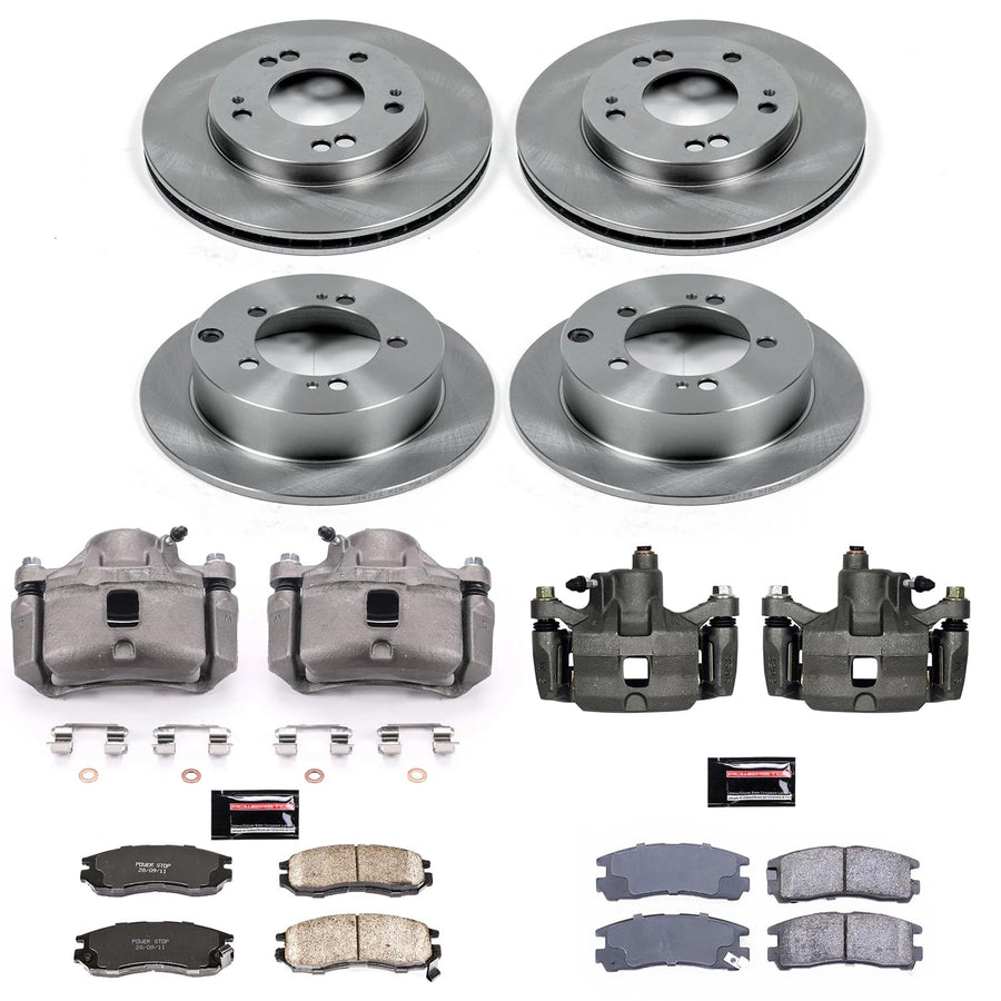 Power Stop KCOE683 Replacement Autospeciality Front and Rear Caliper Kit- OE Rotors, Ceramic Brake Pads, Calipers For Chrysler Sebring, Dodge Avenger, Eagle Talon, Mitsubishi Eclipse [Model Specific]