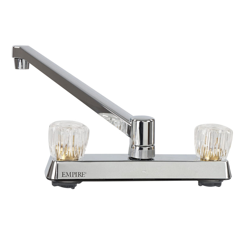 RV Kitchen Faucet Empire Faucets - Chrome Centerset Swivel Kitchen Spout with Dual Crystal Handles for Petite Kitchens