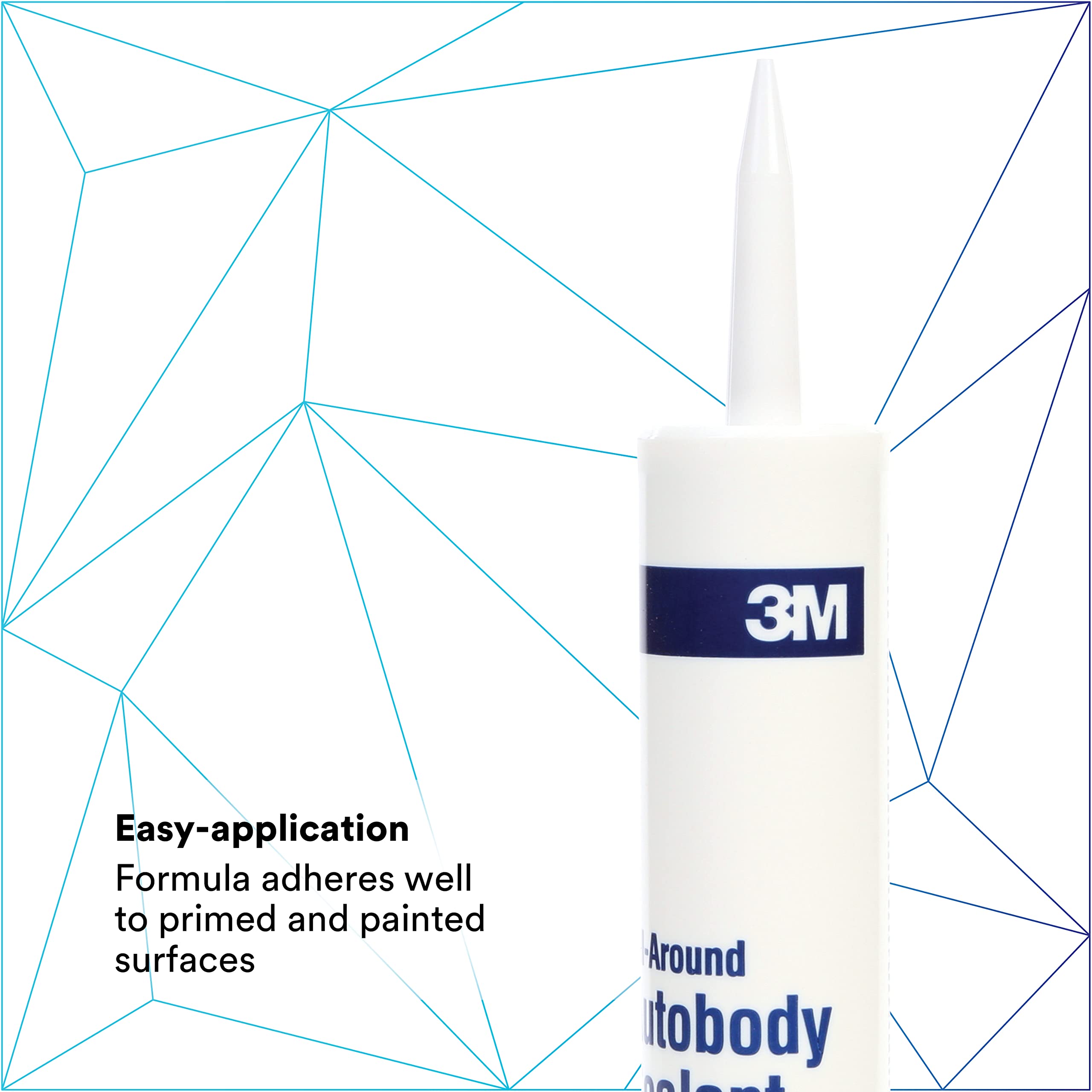 3M Autobody All-Around Sealant, 08500, Medium-Bodied, Water-Based, Quick-Drying, 1/10 gal/10 fl oz Cartridge , White