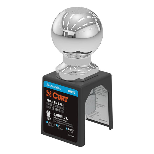 CURT 40176 Trailer Hitch Ball Chrome, 6,000 lbs, 2-5/16-Inch Diameter, 1-1/4 x 3-Inch Shank