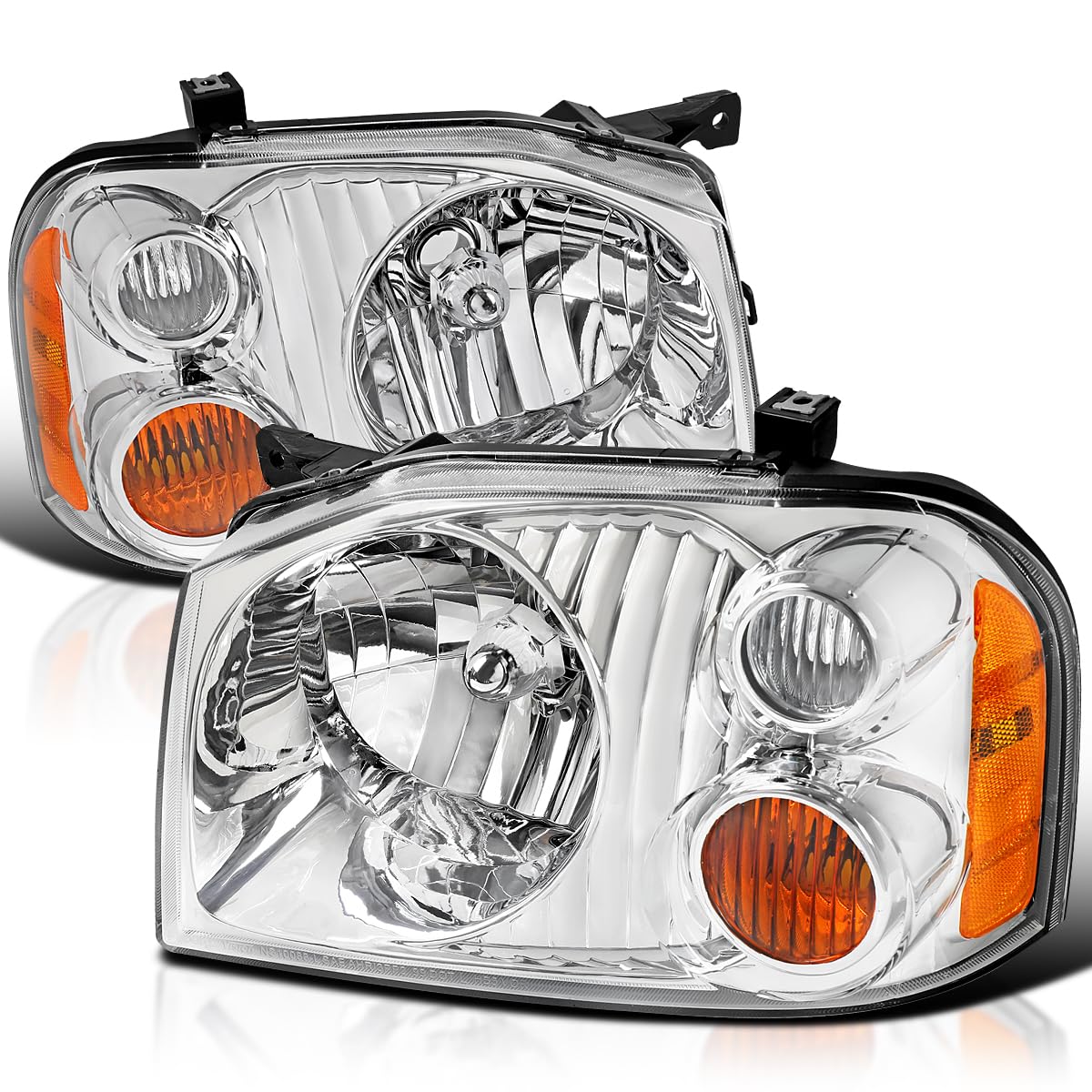 Chrome Replacement Headlights SPEC-D TUNING Compatible with 2001-2004 Nissan Frontier Left + Right Head Lights Lamps Assembly
