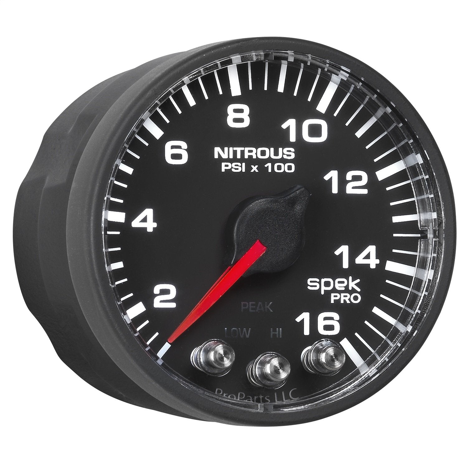 Nitrous Press AutoMeter P320328 Gauge (Spek-Pro 2 1/16", 1600Psi, Stepper Motorwith Peak & Warn, Blk/Blk, Spek-Pro)