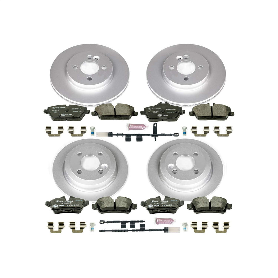 Power Stop ESK6740 Euro-Stop Front & Rear Brake Kit Mini Cooper and 1 Front & 1 Rear Sensor Wires For Mini Cooper 2011-2015 [Model Specific]