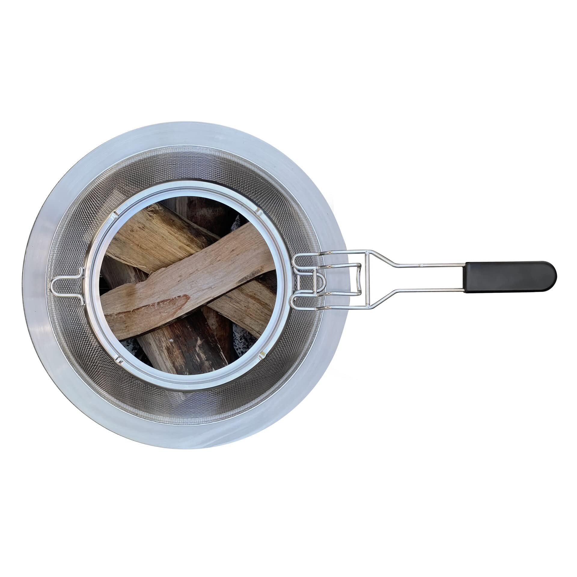 Hotshot 19.5" Wood Burning Fire Pit Mesh Screen Silver Round Stainless Steel