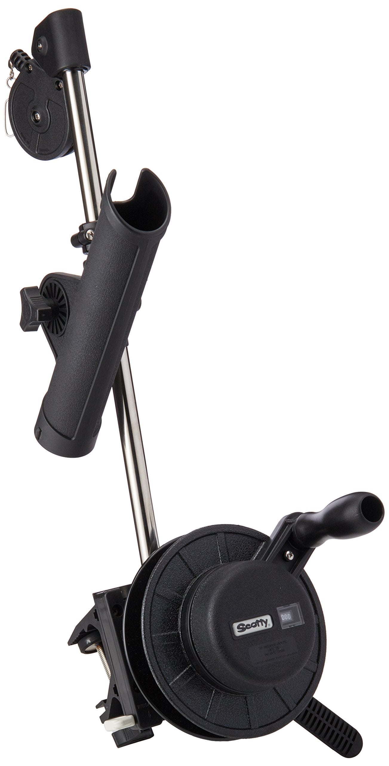 Depthmaster Scotty #1050MP Manual Downrigger, Display Packed w/ Rod Holder & Clamp Mount,Black