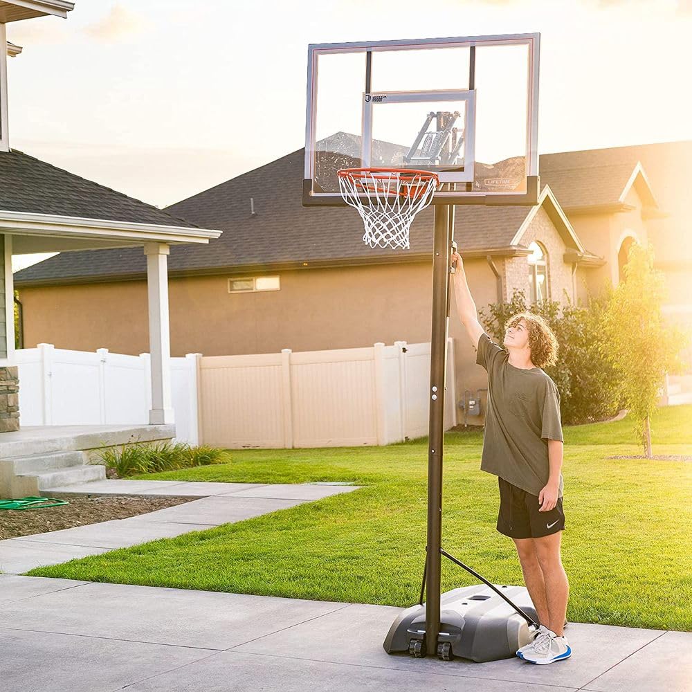 51544 Lifetime Front Court Portable Basketball System, 50 Inch Shatterproof Backboard