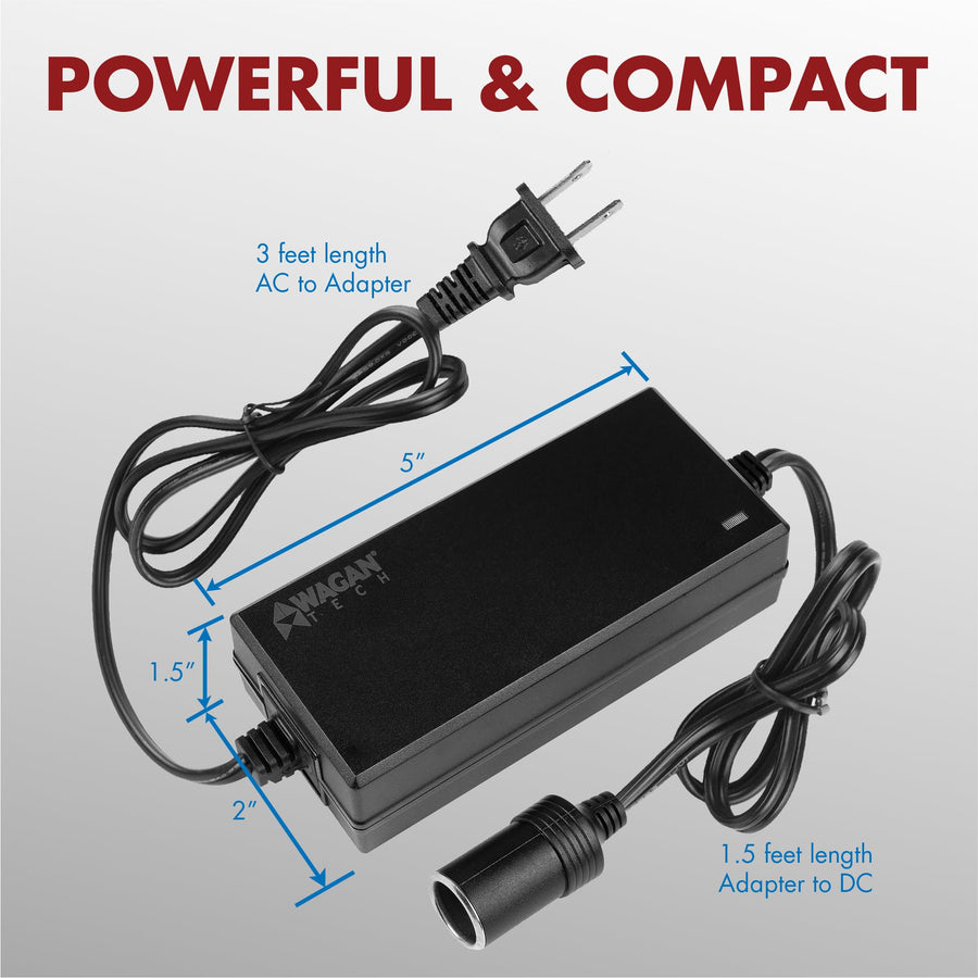Wagan EL9903 Power Adapter AC to DC 5A 60W Converter 110V AC to 12V DC Cigarette Lighter Socket Adapter for 12V Car portable Fridge ETL listed