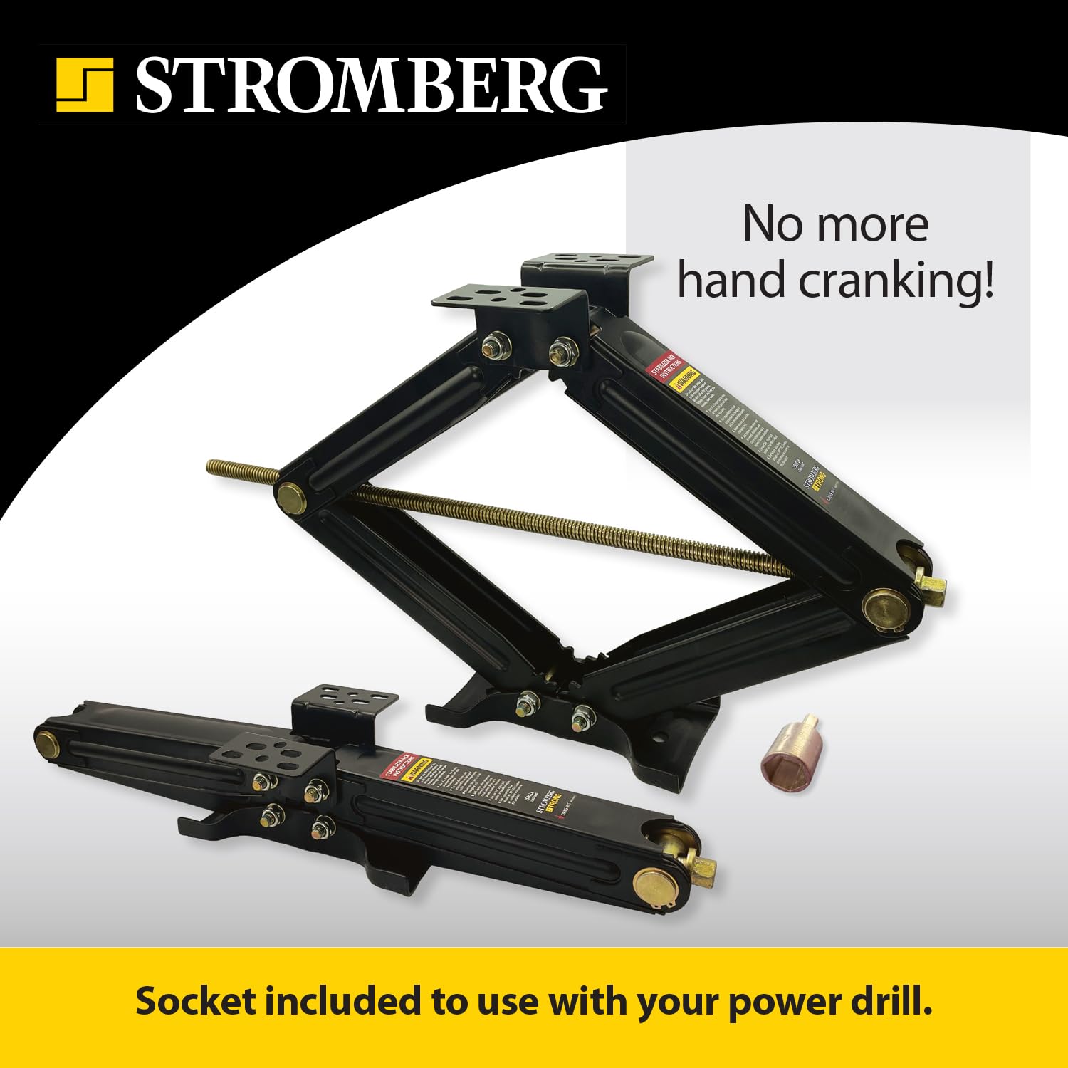 Stromberg Carlson Scissor Jack JSC-30-IND – Single Manual Jack for Travel Trailers, Fifth Wheels and Campers, Bowtie Base Design, 7,500 lb Load Rating, Ideal for RV Leveling – Black, 30-Inch