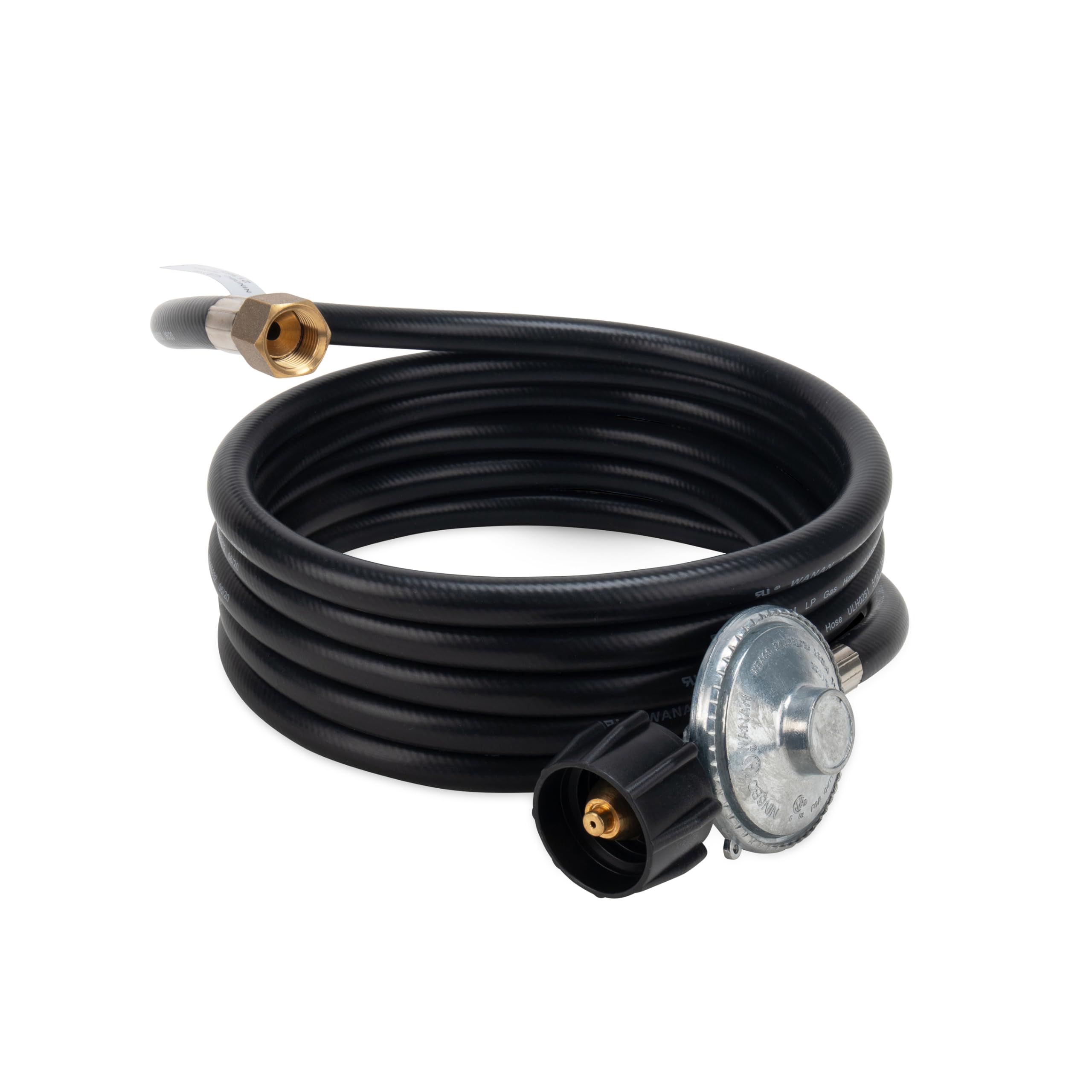 Low Pressure Gas Regulator Camco with 12' Hose 70,000 BTUs/Hr Simple and Quick Install - Use with Low Pressure Gas Fired Heaters (57721)