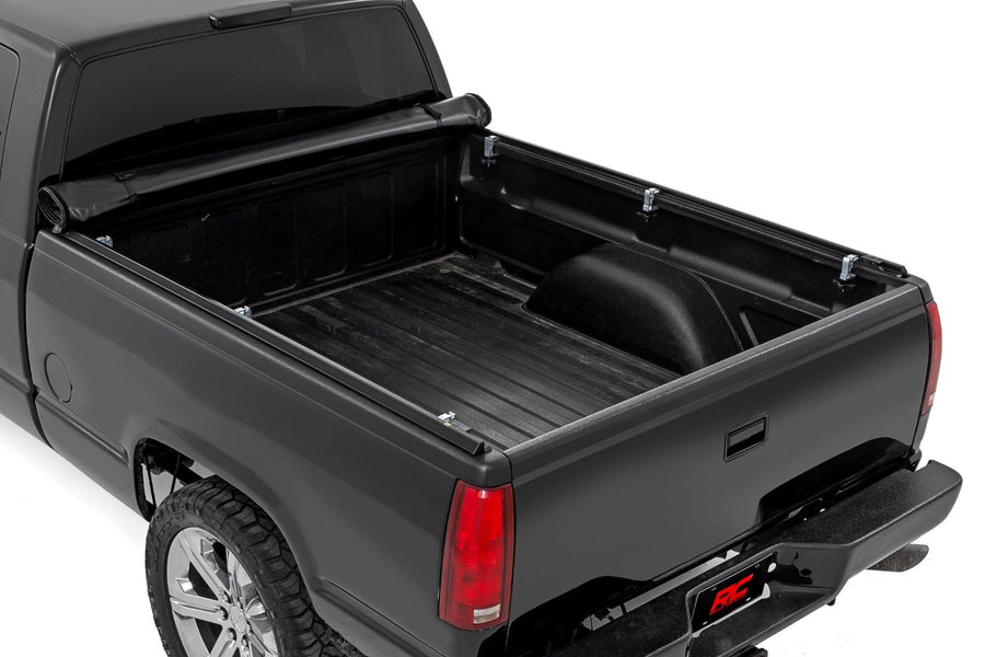 Soft Roll Up Rough Country Truck Bed Tonneau Cover for Chevy Silverado & GMC Sierra 1500 (1988-2007) - Fits 6'7 (79") Bed, Weatherproof Bed Cover